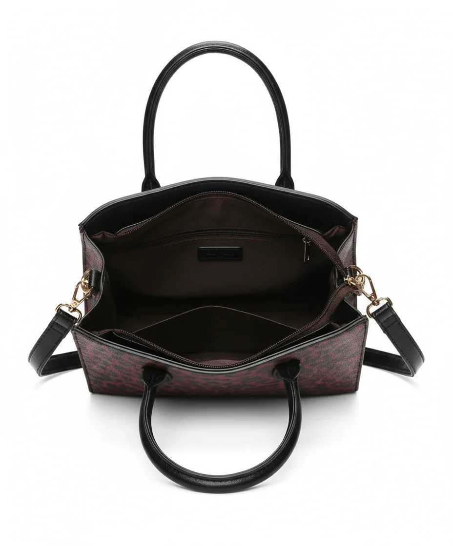 Borsa firmata COCONUDA tote borsetta rigida simil pelle fantasia animalier TRACOLLA - immagine 6