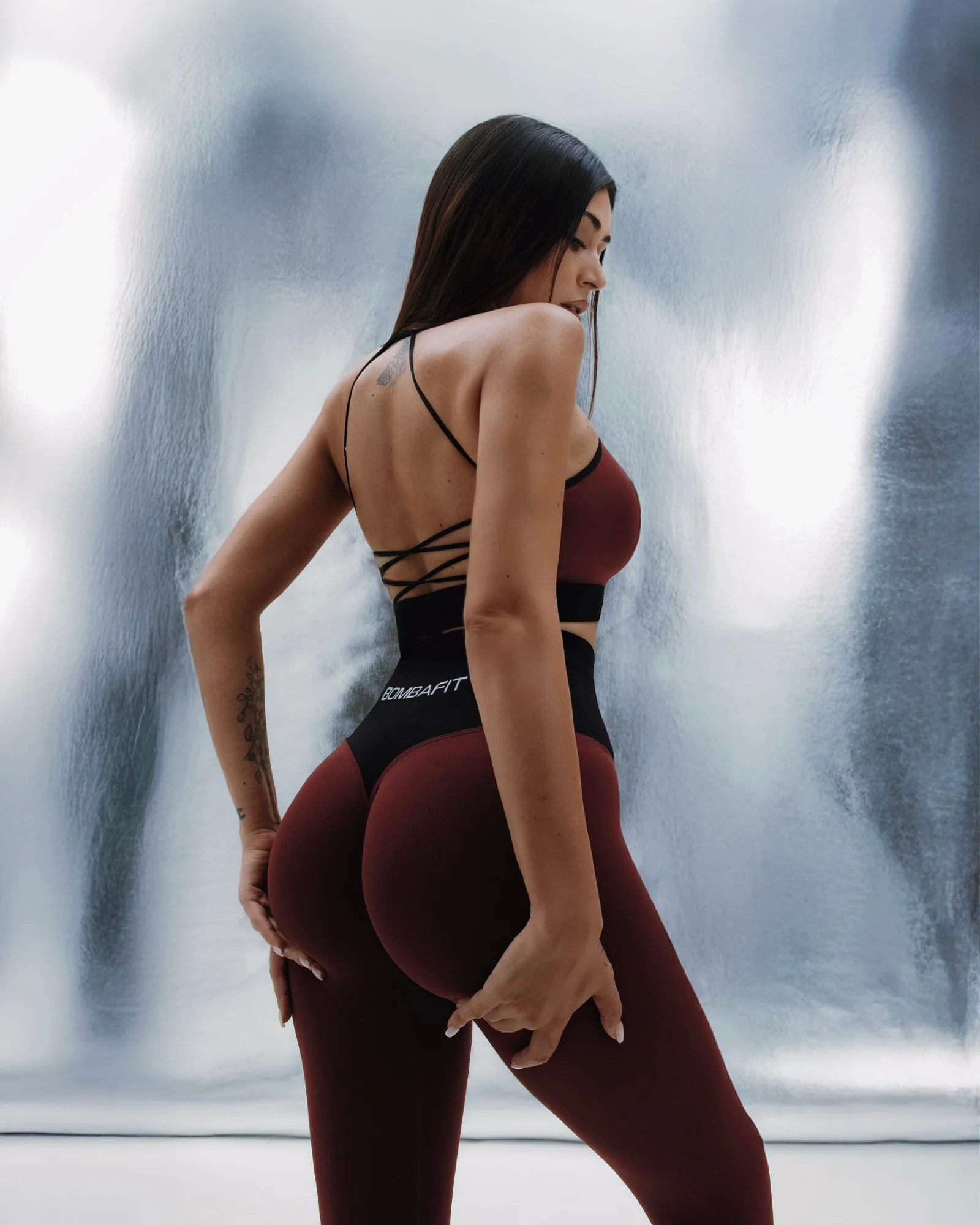 Oasis Bicolor Leggings Push Up - Bordeaux - immagine 5