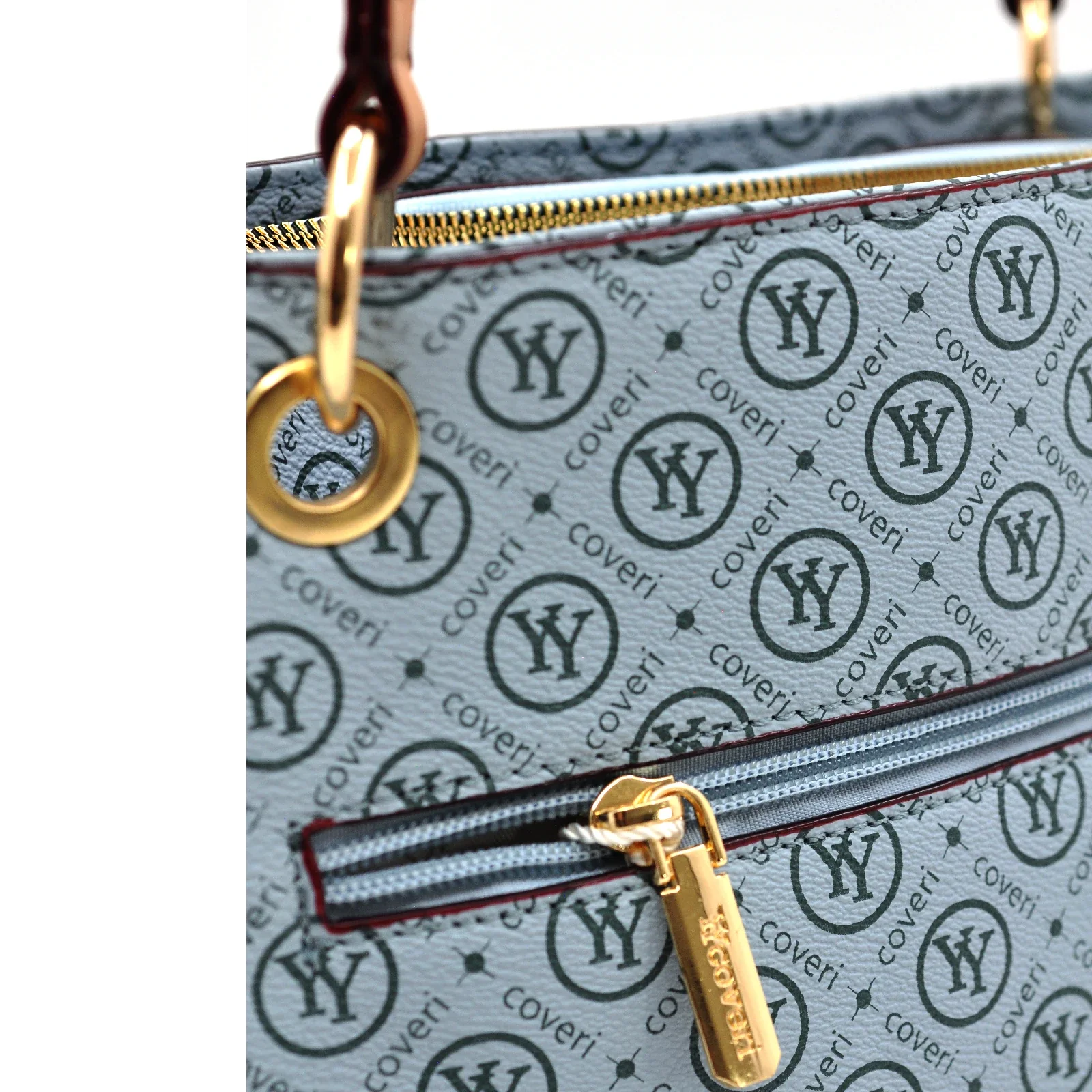 Borsa firmata yycoveri shopping tote capiente spalla tasche interne fantasia logata logo - immagine 5