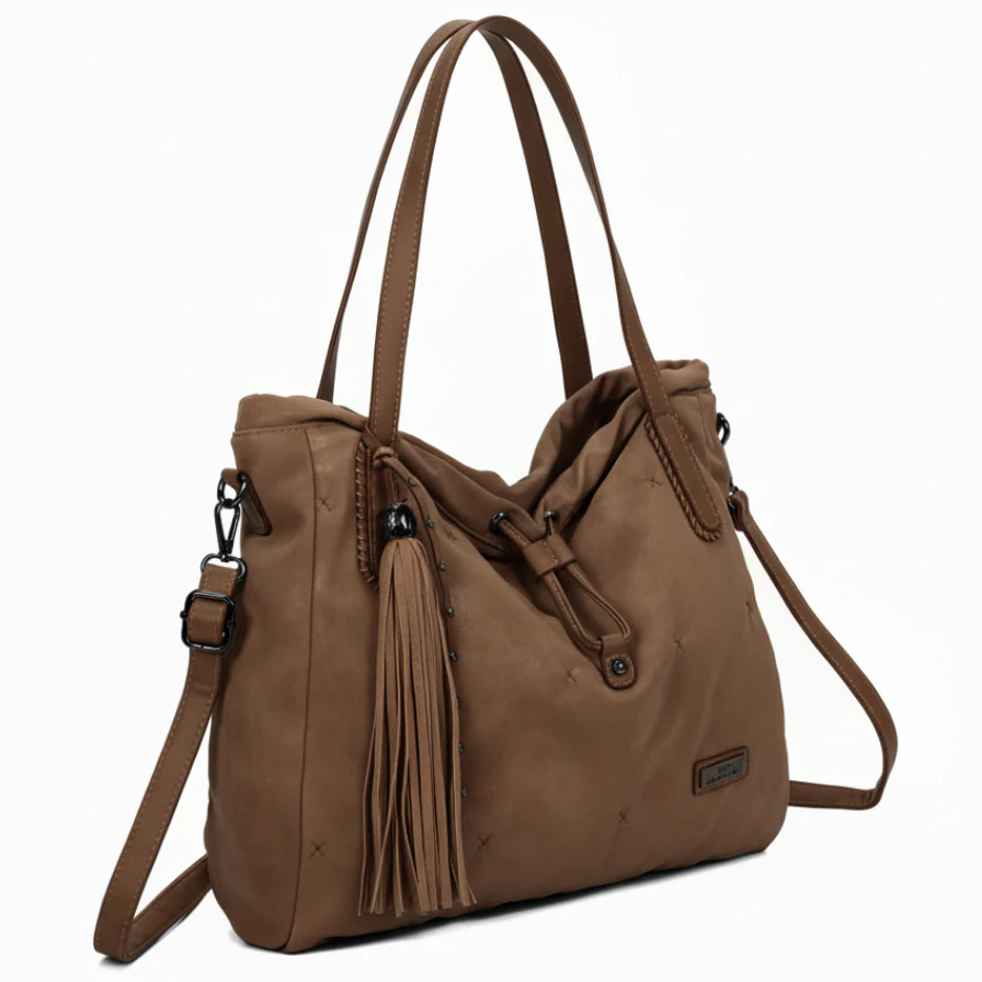 CHARRO - Borsa 2in1 trasformabile similpelle camoscio velluto morbida a sacco hobo capiente unica tinta nuovo - immagine 2