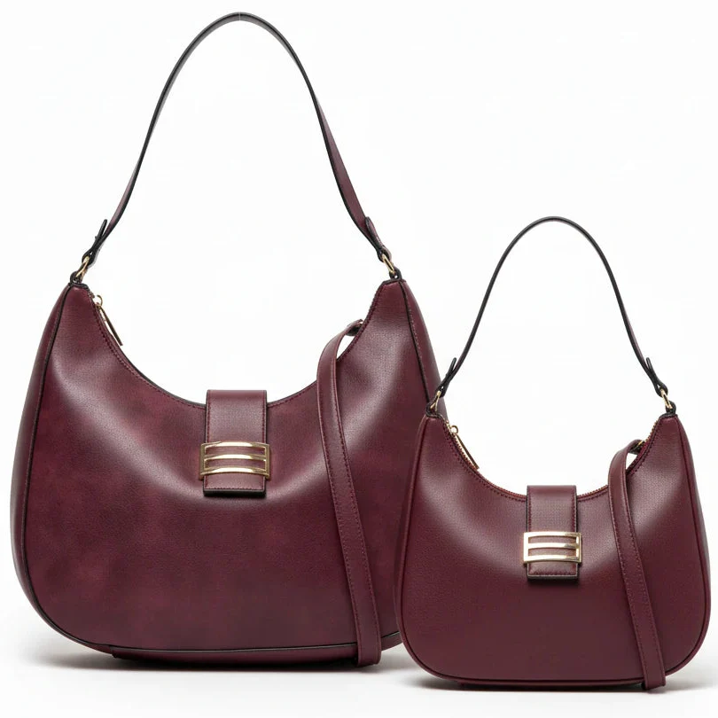 CHARRO - Borsa spalla mezzaluna + borsetta OMAGGIO simil pelle hobo capiente monomanico - immagine 2