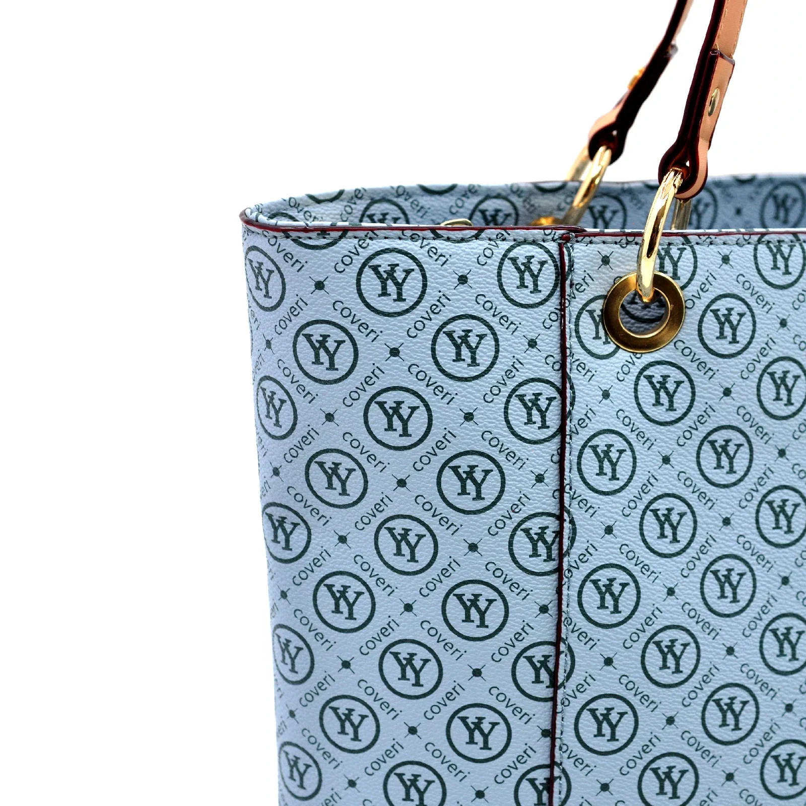 Borsa firmata yycoveri shopping tote capiente spalla tasche interne fantasia logata logo - immagine 3
