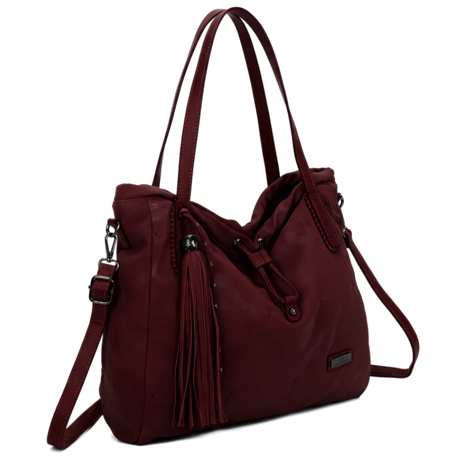 CHARRO - Borsa 2in1 trasformabile similpelle camoscio velluto morbida a sacco hobo capiente unica tinta nuovo - immagine 9