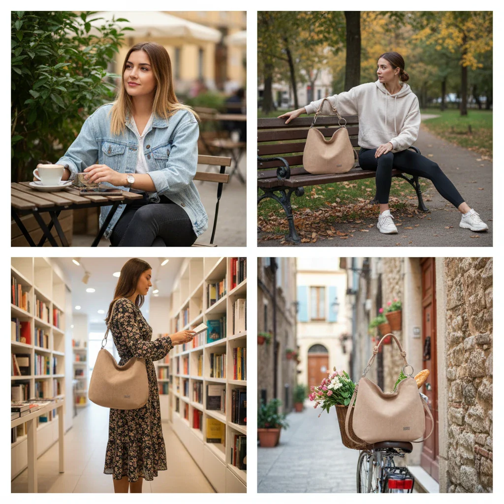 Coveri Collection - Borsa firmata a sacco spalla mono manico camoscio scamosciata secchio grande - immagine 3