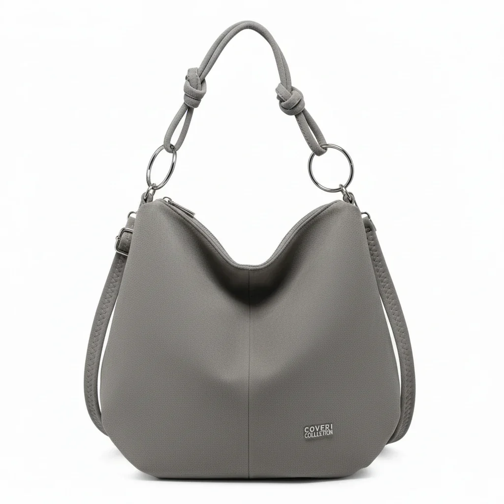 Coveri Collection - Borsa firmata a sacco spalla mono manico camoscio scamosciata secchio grande - immagine 7