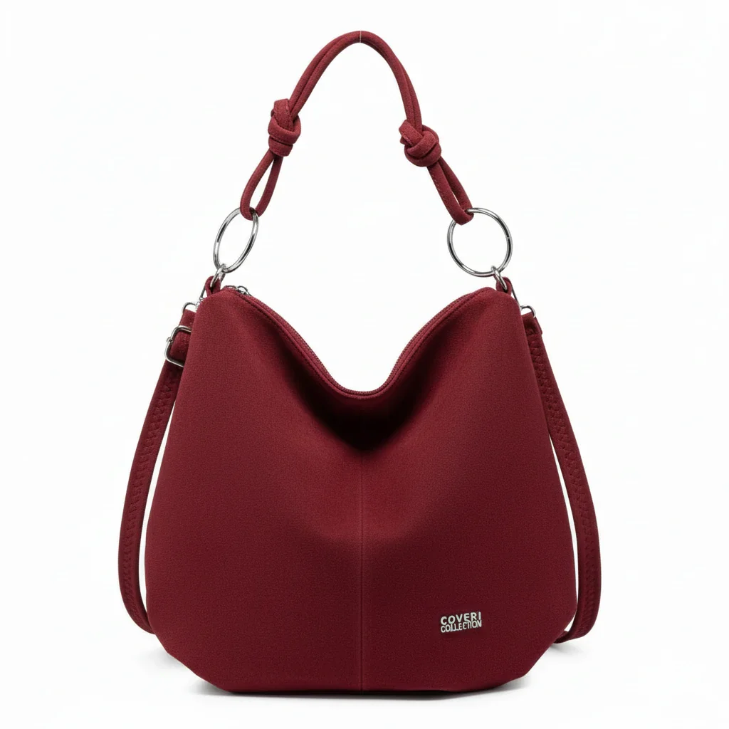 Coveri Collection - Borsa firmata a sacco spalla mono manico camoscio scamosciata secchio grande - immagine 9