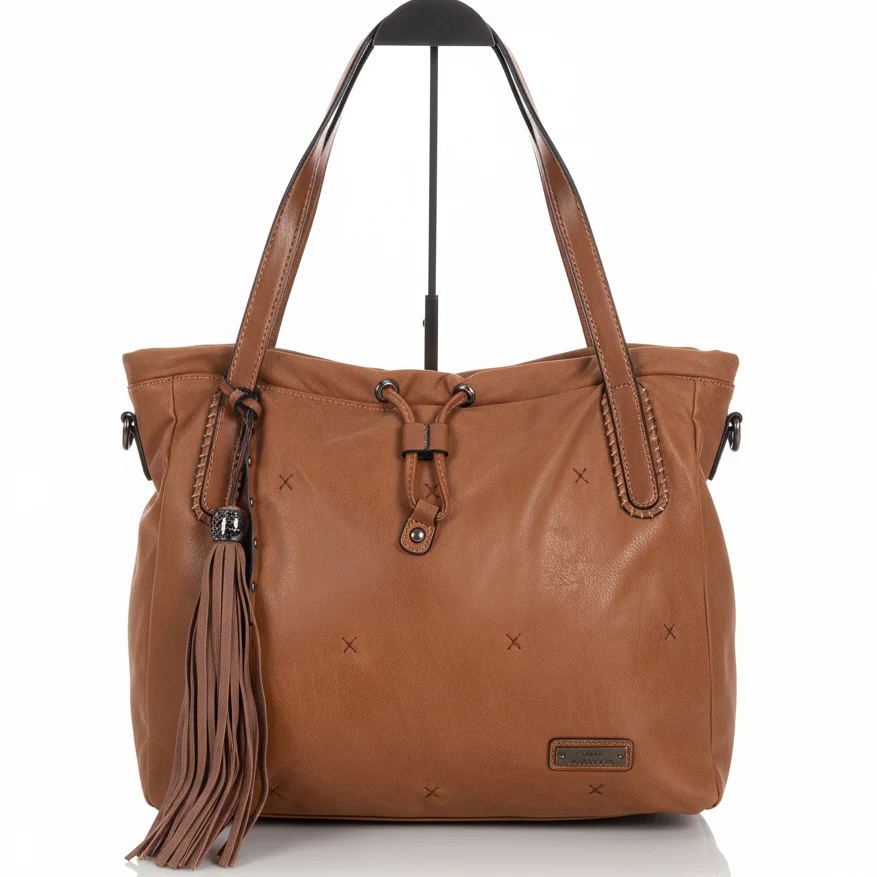 CHARRO - Borsa 2in1 trasformabile similpelle camoscio velluto morbida a sacco hobo capiente unica tinta nuovo - immagine 8