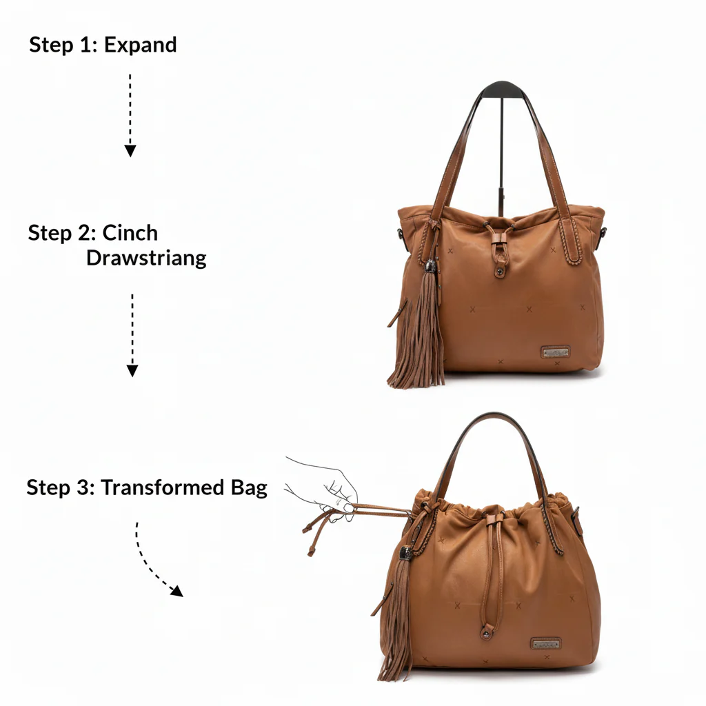 CHARRO - Borsa 2in1 trasformabile similpelle camoscio velluto morbida a sacco hobo capiente unica tinta nuovo - immagine 3