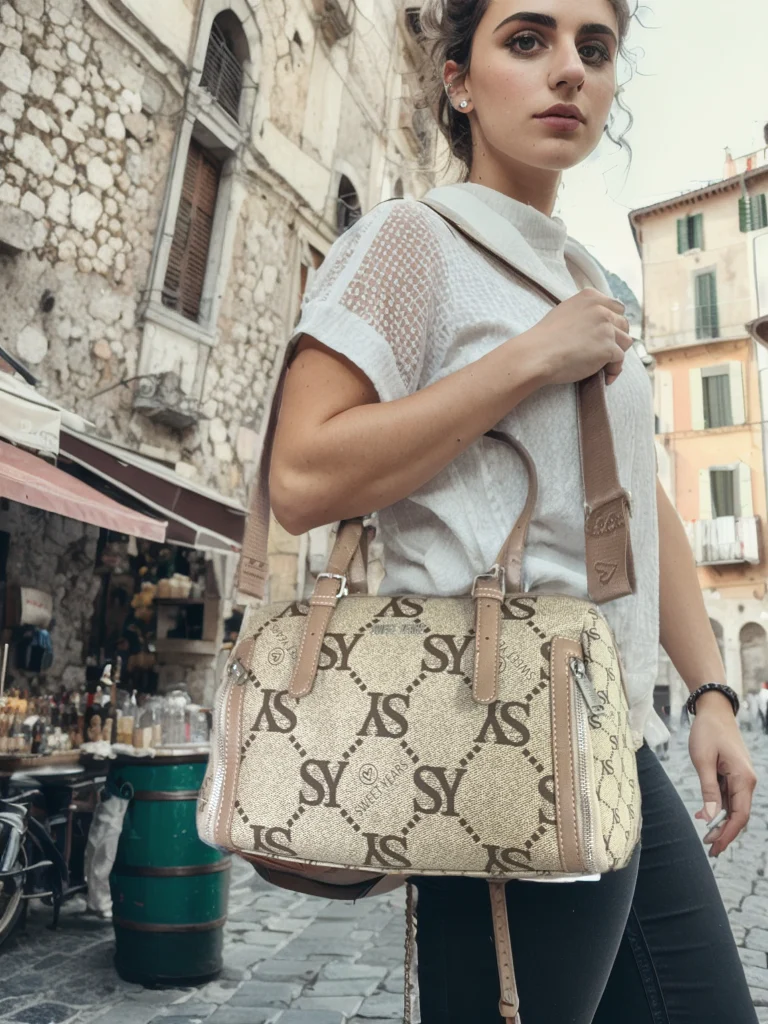 Borsa firmata Sweet Years in simil pelle pregiata bauletto con tracolla o spalla - immagine 5