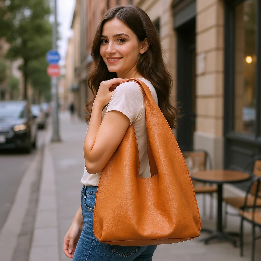 2in1 Borsa + borsetta omaggio GYOIAMEA firmata a sacco hobo secchio capiente a spalla tracolla grande - immagine 3