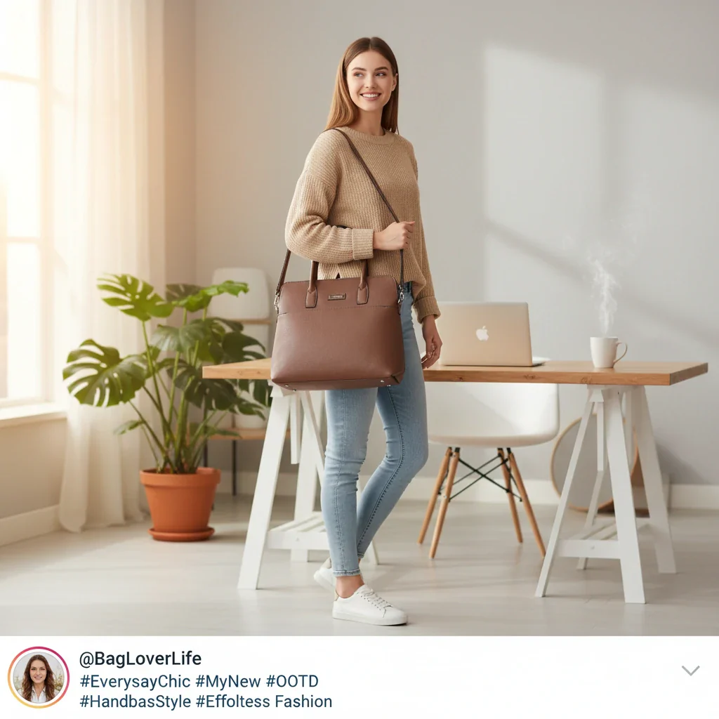 CHARRO - Borsa shopping a spalla grande tracolla casual simil pelle venata ufficio - immagine 4