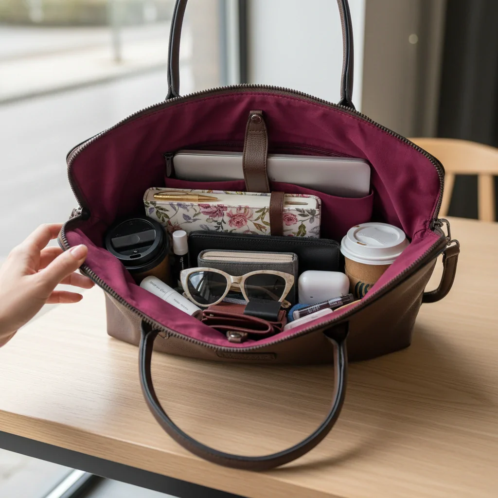 CHARRO - Borsa shopping a spalla grande tracolla casual simil pelle venata ufficio - immagine 3