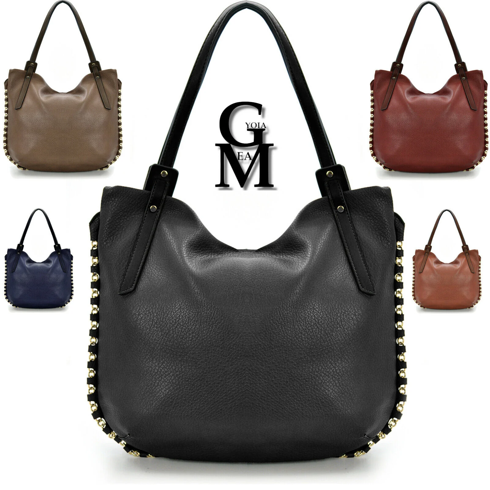 Borsa UDINE tasche zip donna pelle borchie borchiata spalla hobo morbida secchio - immagine 2