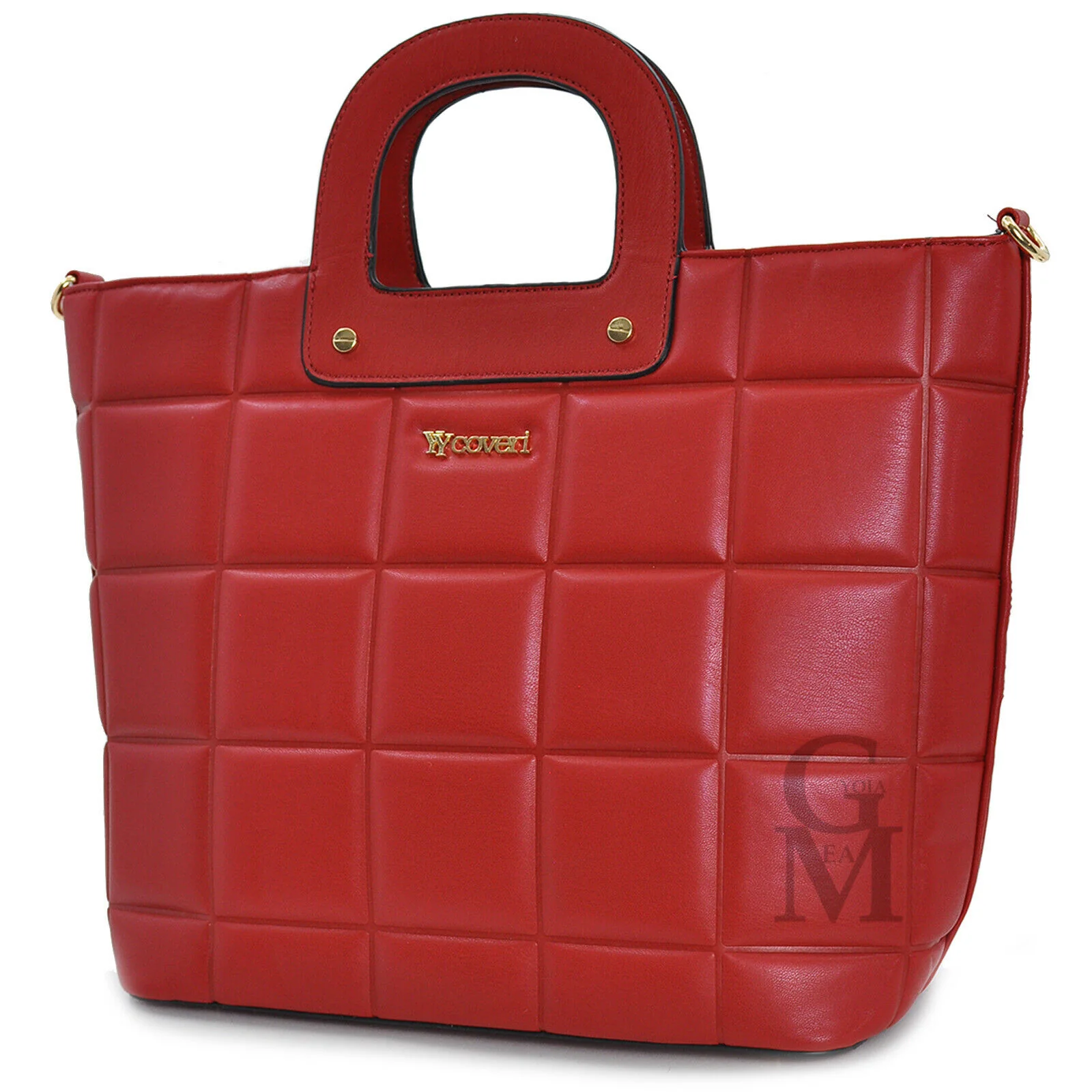 COVERI borsa donna a mano o tracolla pelle trapuntata quadri elegante made italy - immagine 3