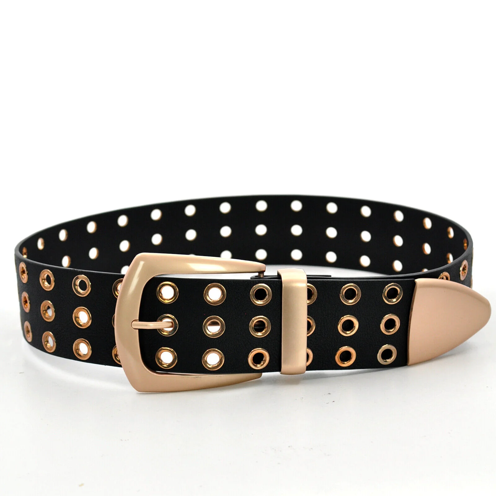 CINTURA NERA donna cinturone borchie oro bronzo bustino stringivita dark belt - immagine 7