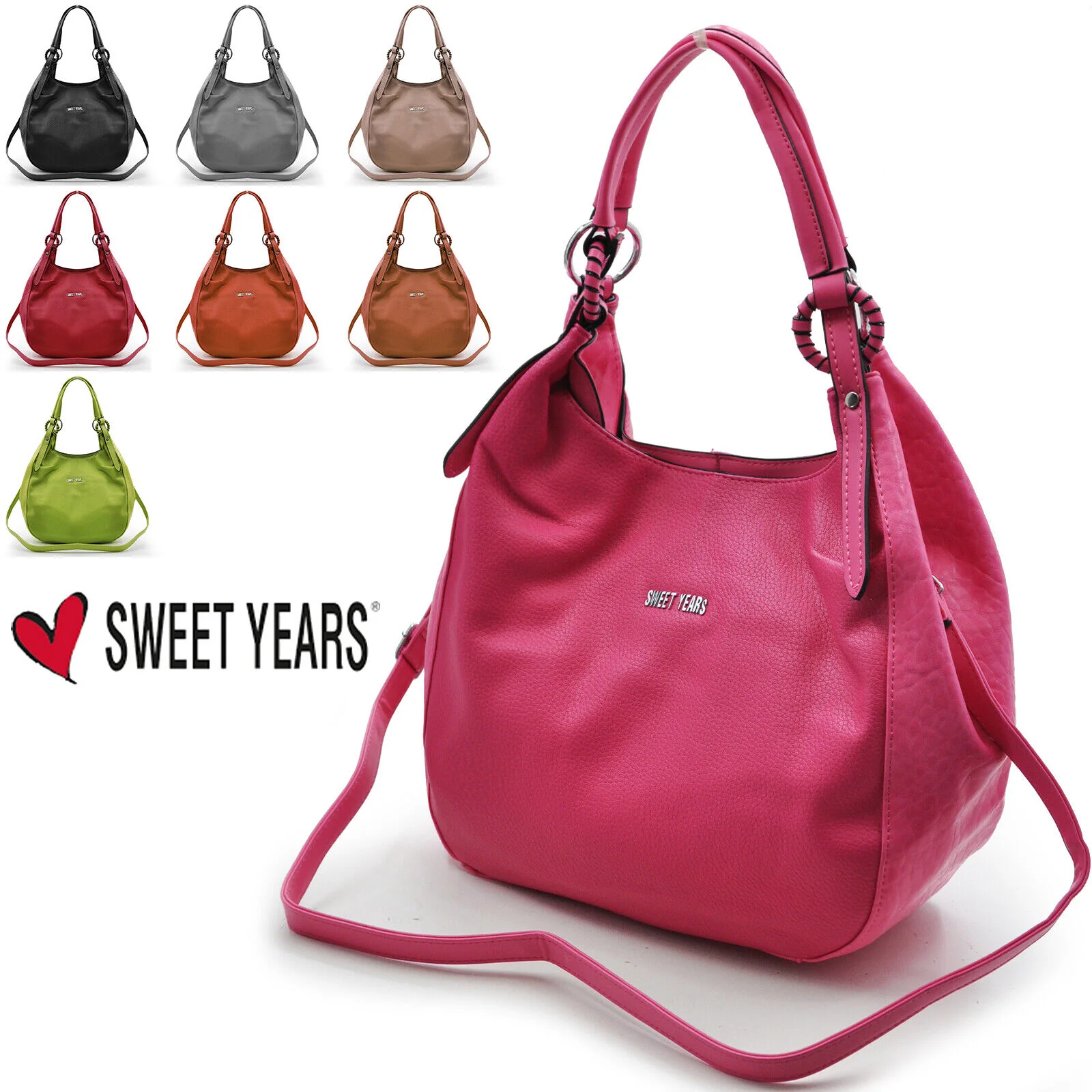 Borsa SWEET YEARS donna pelle morbida capiente sacco grande spalla cerniera moda - immagine 2