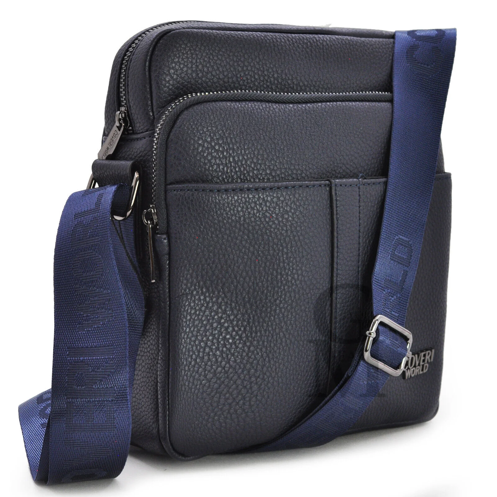 Borsello Uomo COVERI blu Borsa Tracolla in Pelle Grande Nero Marrone per Lavoro - immagine 8