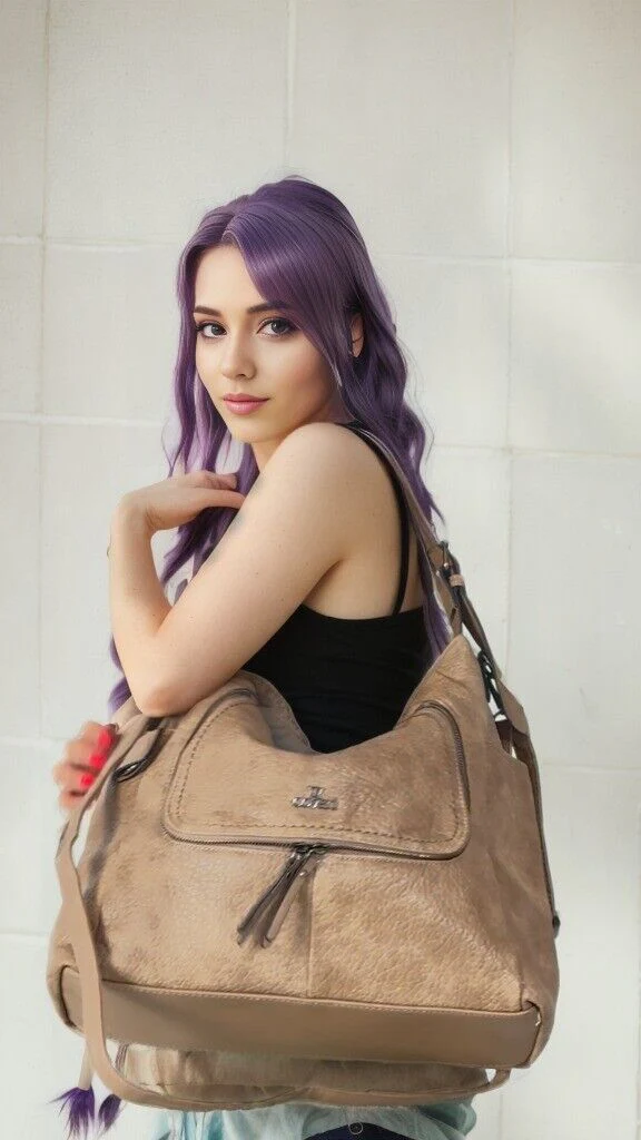 Borsa YY Coveri donna lucida mono manico hobo elegante sacco shopping zip grande - immagine 3