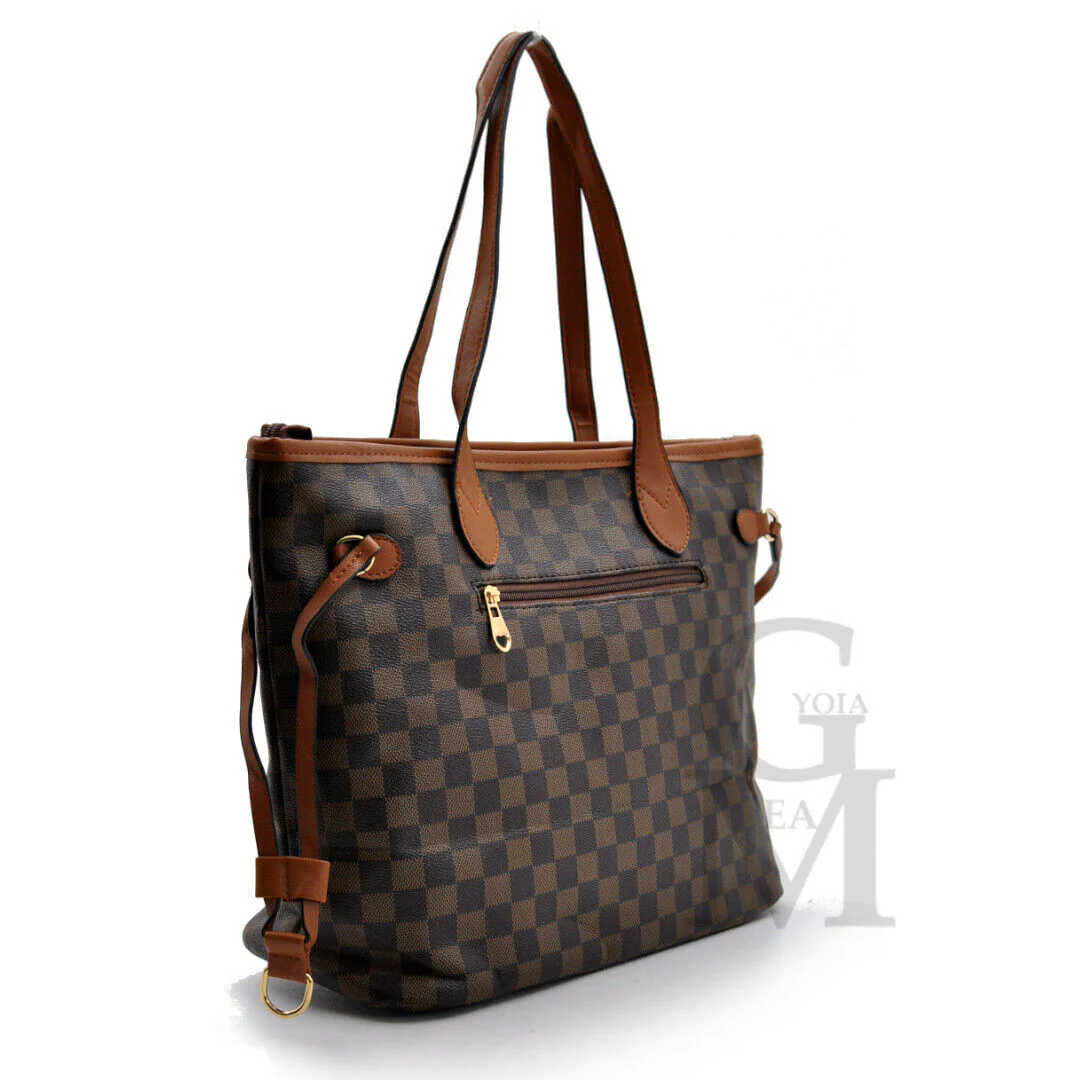 GM borsa donna lavoro firmata spalla pelle shopping scacchi tracolla fantasia - immagine 7