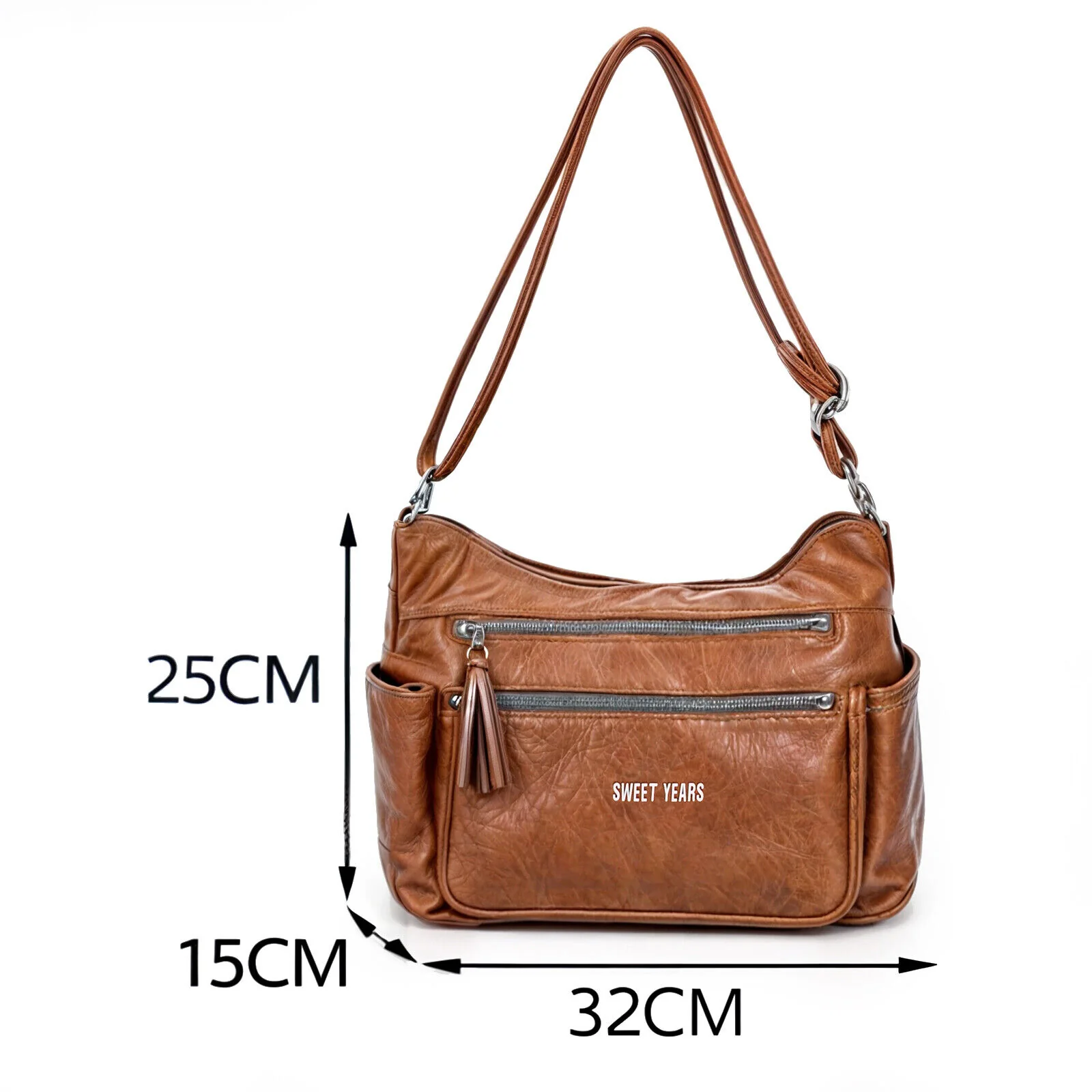 Borsa firmata Sweet Years 5 multi tasche capiente donna zip tracolla fantasia - immagine 7