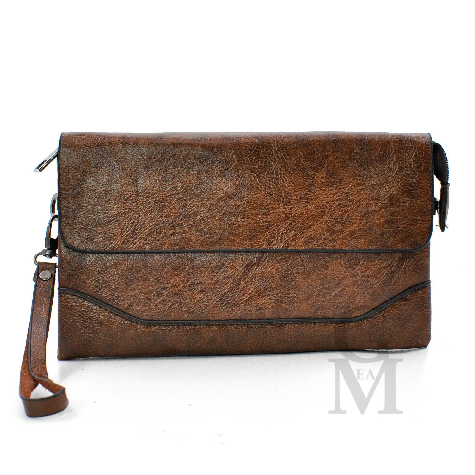 Pochette originale GM MODA pelle marrone uomo borsa mano pelle nero sport uomo - immagine 3