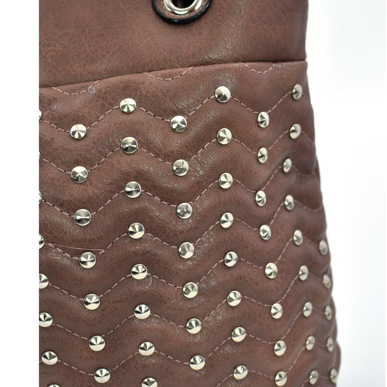 Borsa tote rock sportiva manici catena borchie borchiata spalla casual passeggio - immagine 9