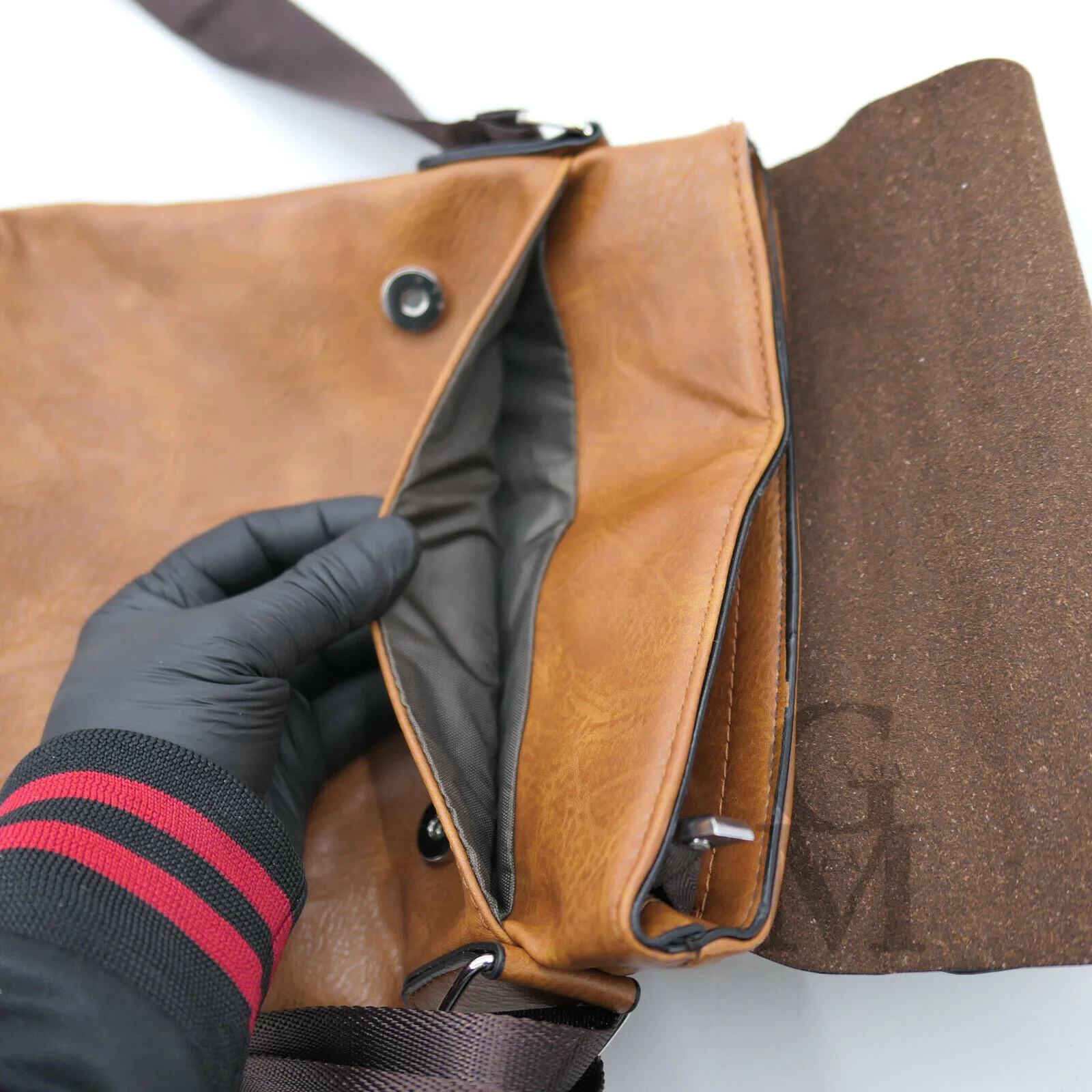 Gyoiamea borsello nuovo uomo elegante pelle tracolla spalla marrone grande ipad - immagine 8