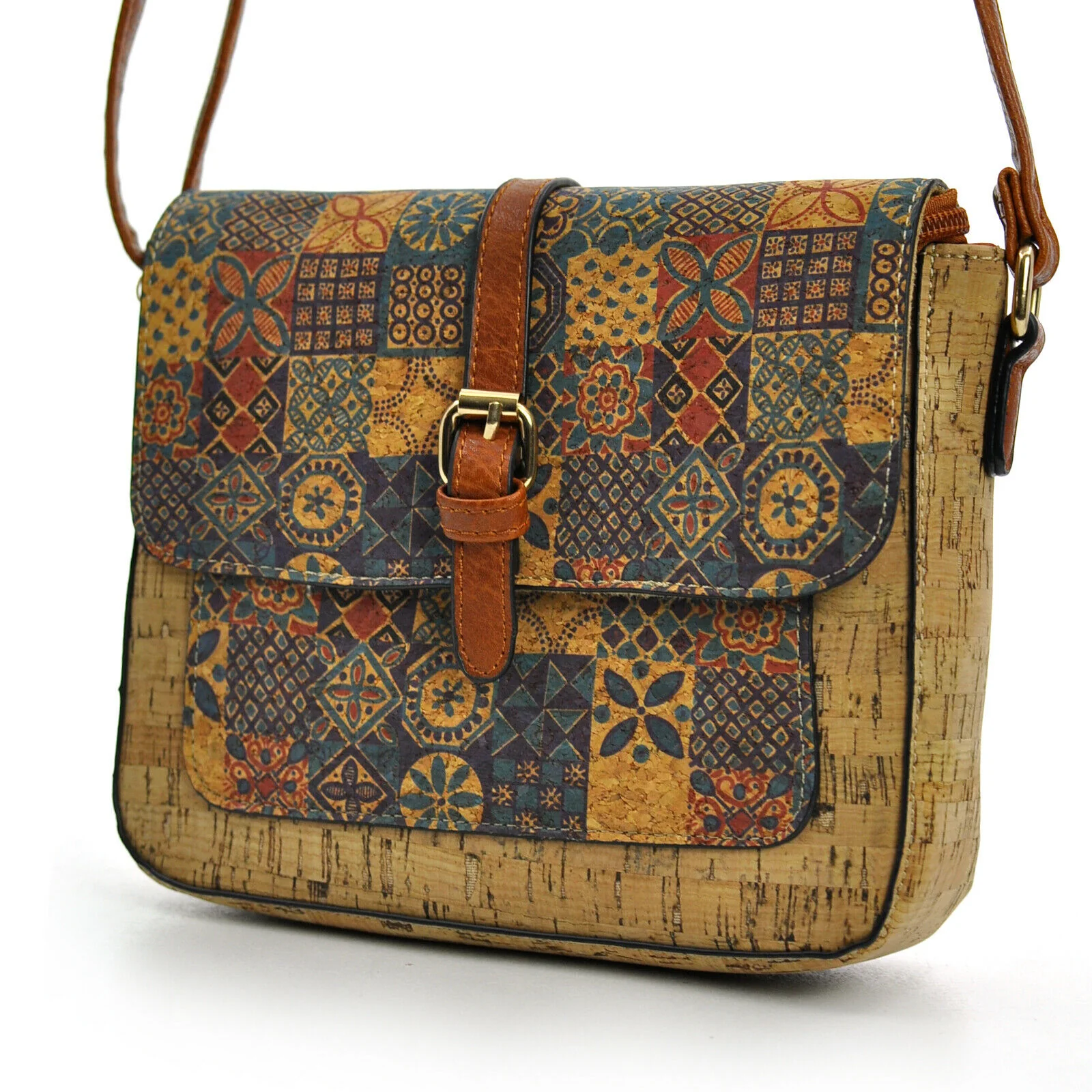 Gyoiamea borsa borsetta piccola sughero fantasia postina tracolla vintage fiori - immagine 6