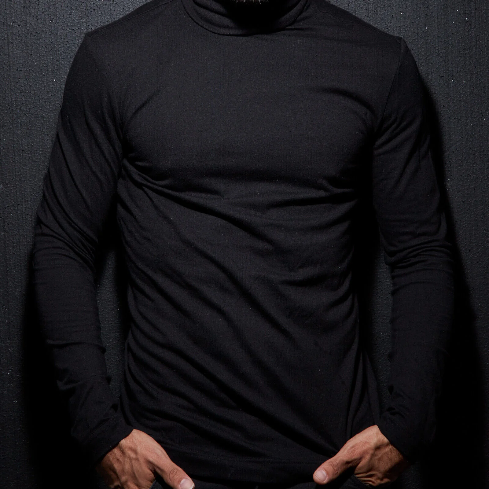 6 MAGLIE TERMICHE UOMO MICROFIBRA maniche lunghe elasticizzate NERE palestra - immagine 9