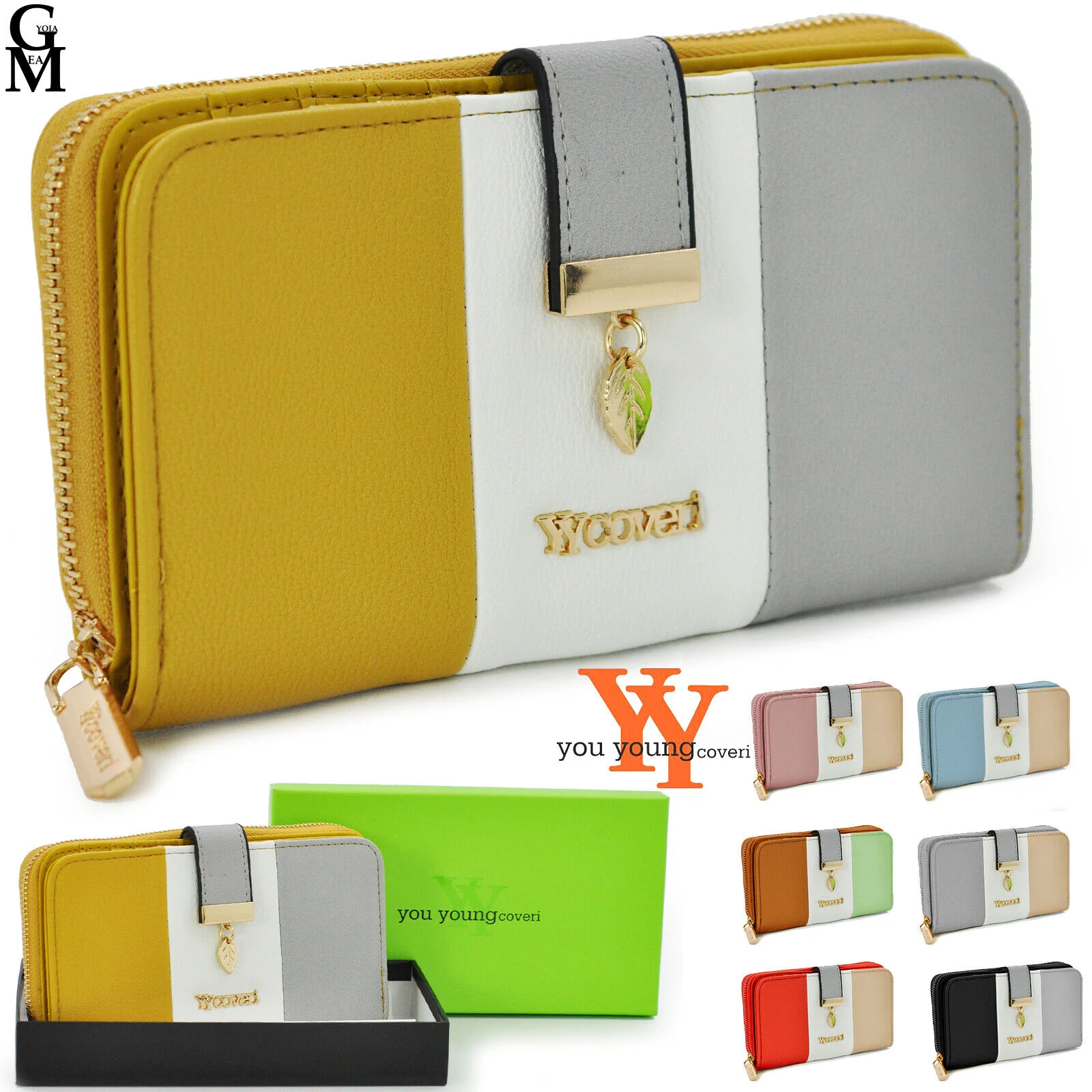 YYcoveri ORIGINALE portafoglio donna pelle semplice carte cerniera zip monete - immagine 2