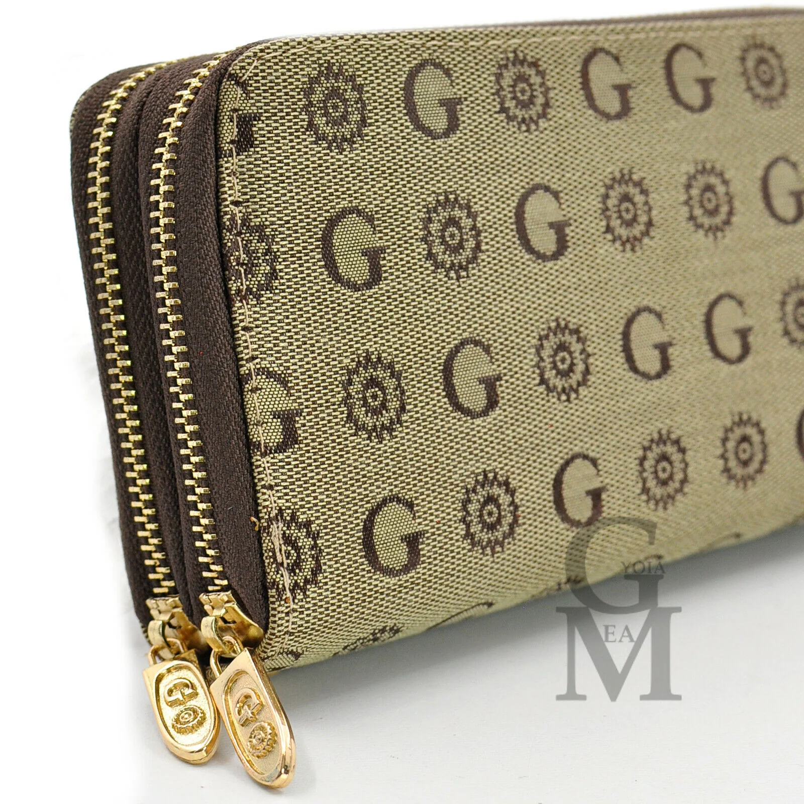 Portafoglio GM donna nylon impermeabile fantasia scritte lettere beige cerniera - immagine 3
