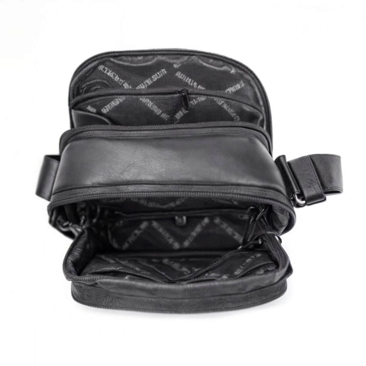 Borsello griffato capiente multi tasche uomo signore pelle tracolla marrone - immagine 4