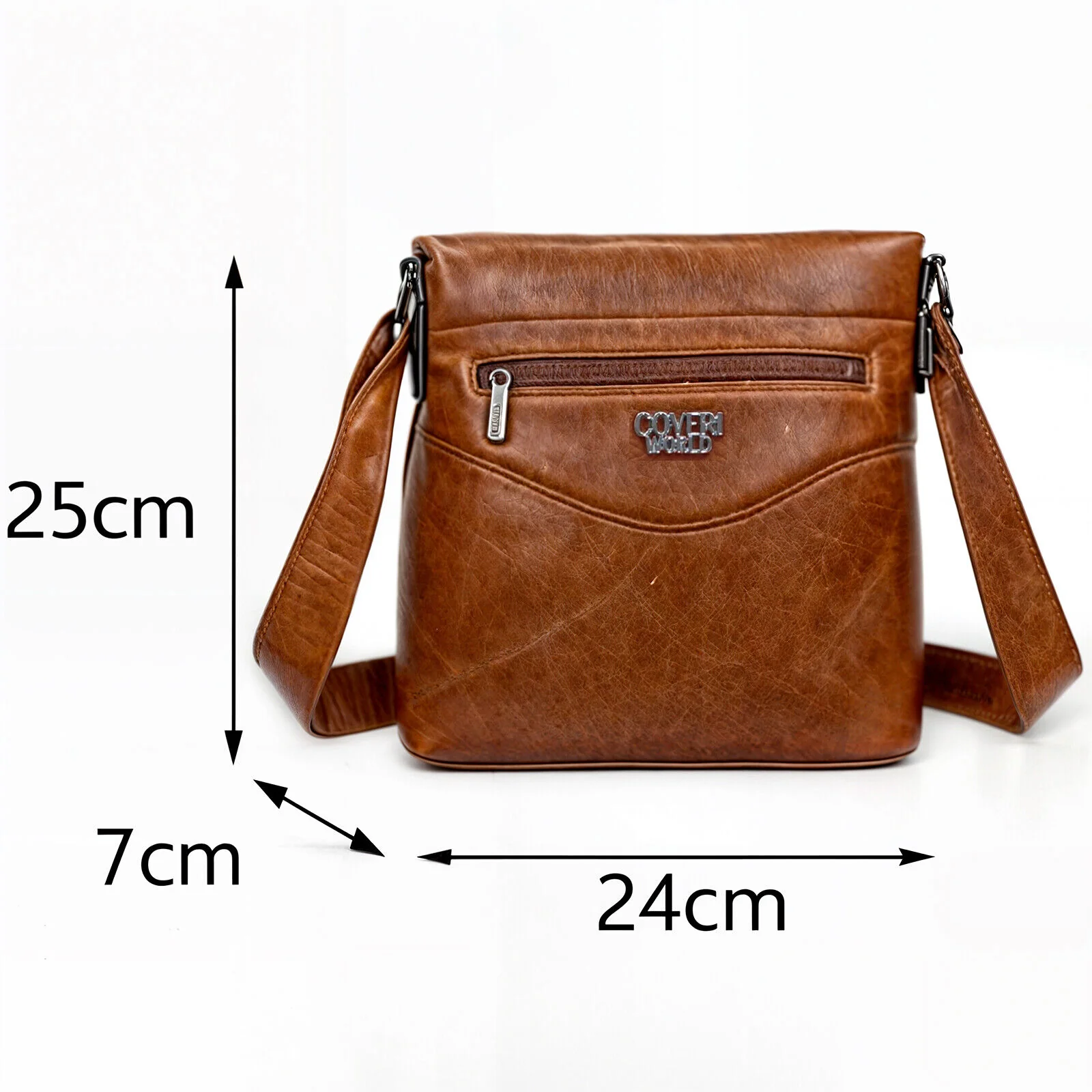 Borsello nuovo Uomo COVERI Borsa a Tracolla in Pelle Grande elegante moda Lavoro - immagine 7