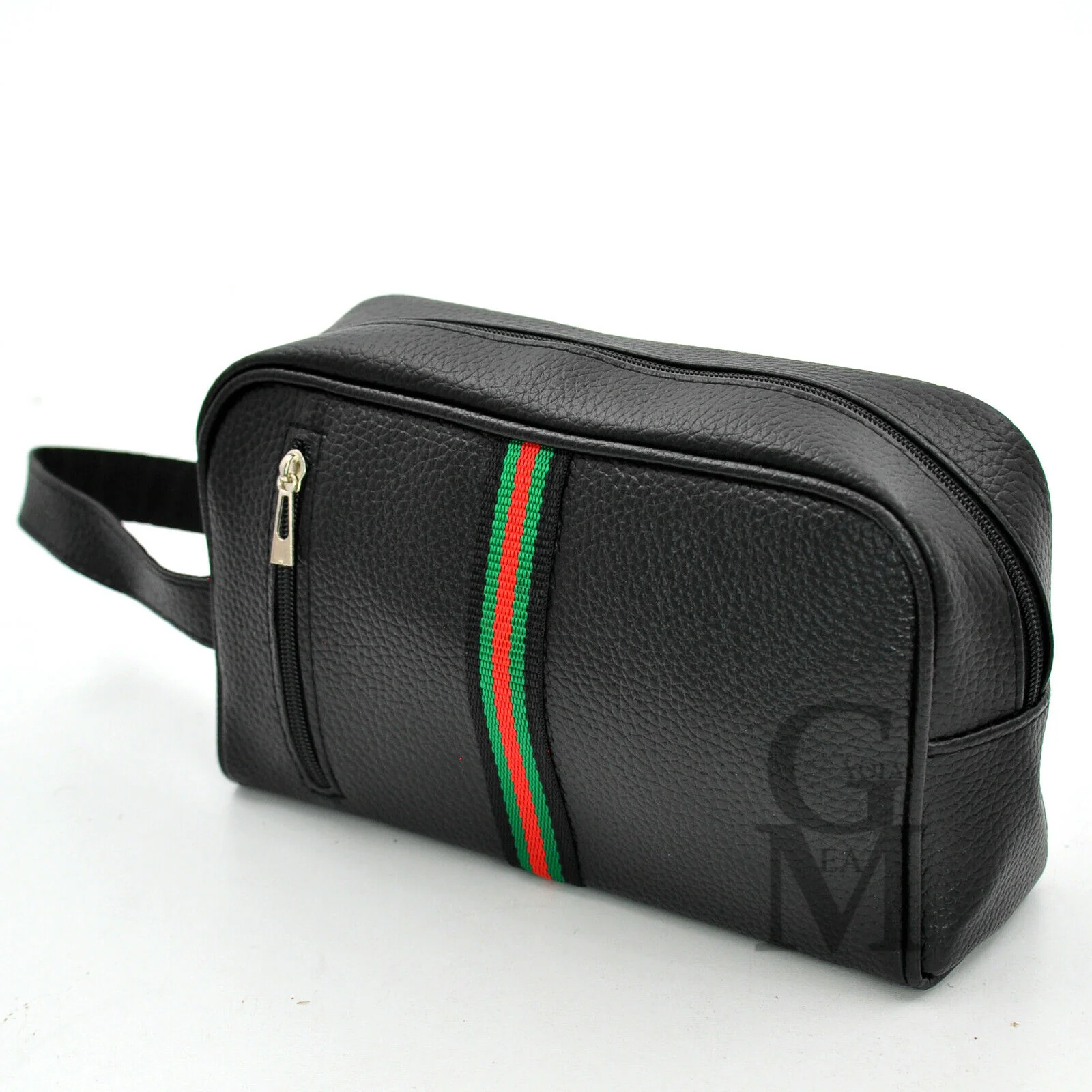 Pochette originale GM MODA strisce verdi uomo borsa mano pelle nero sport uomo - immagine 5