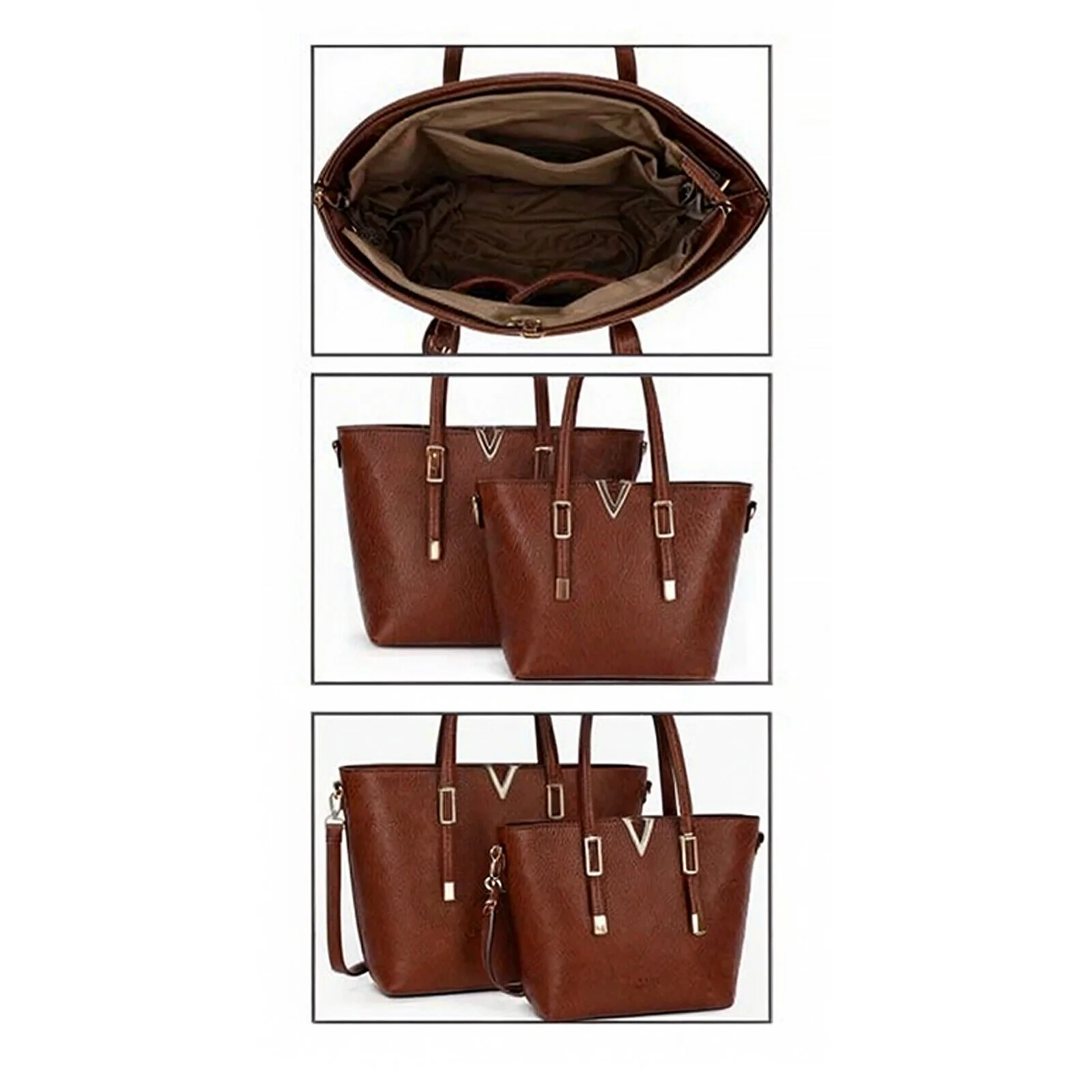 2in1 borsetta set 2 pezzi fantasia classica shopping spalla donna tracolla - immagine 3