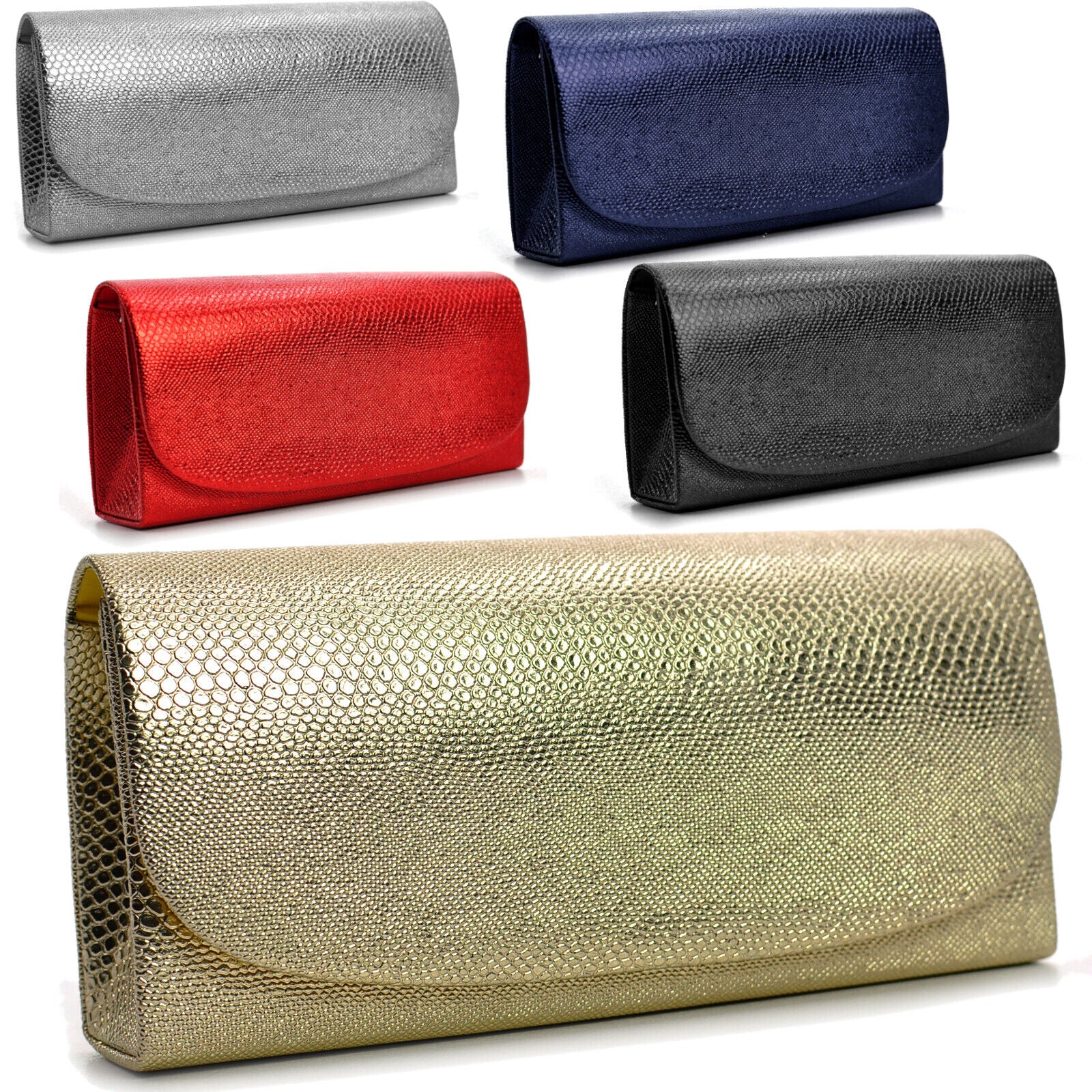 Pochette matrimonio eventi elegante rigida pelle serpente coccodrillo squamata - immagine 2