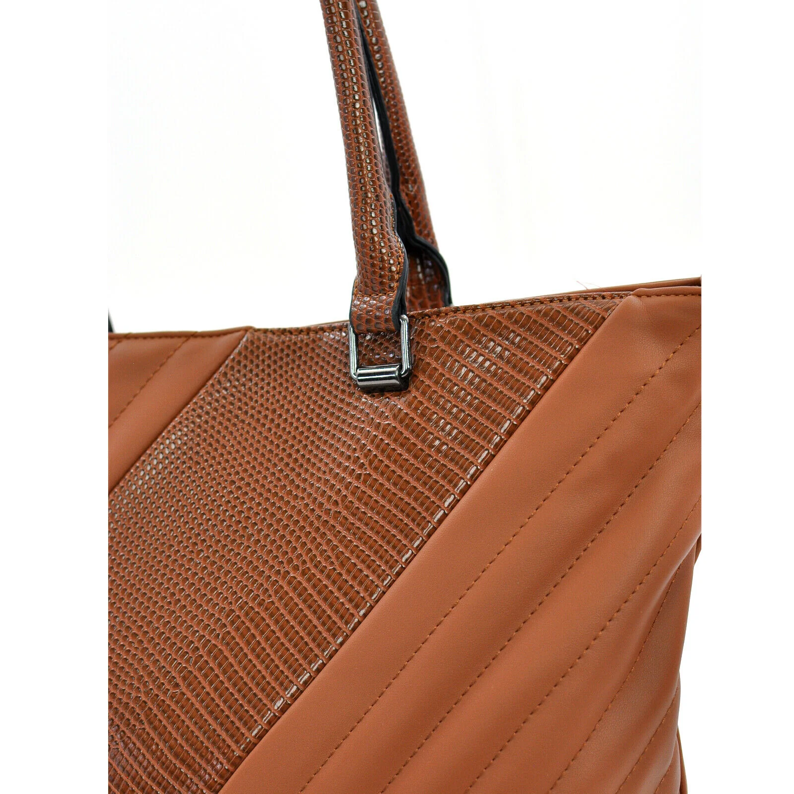 Borsa donna pelle trapuntata originale squamata spalla shopper grande pitonata - immagine 9