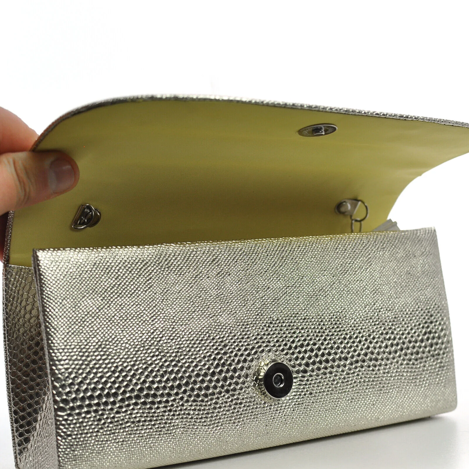Pochette matrimonio eventi elegante rigida pelle serpente coccodrillo squamata - immagine 4