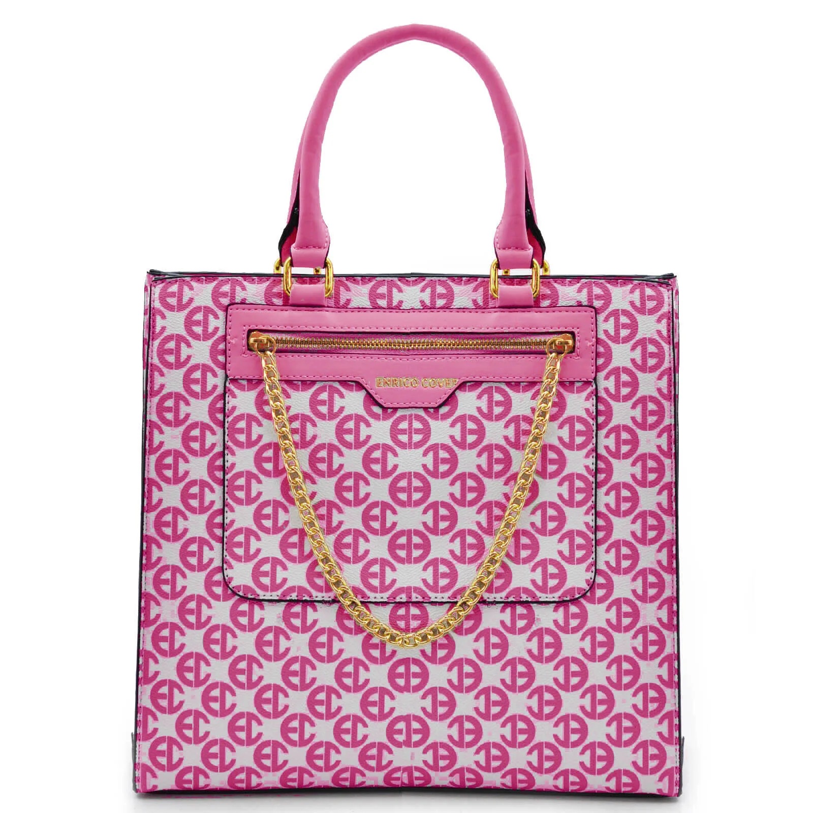 Borsa Coveri SPALLA SHOPPING moda firmata donna pelle fantasia logo nuova catena - immagine 8