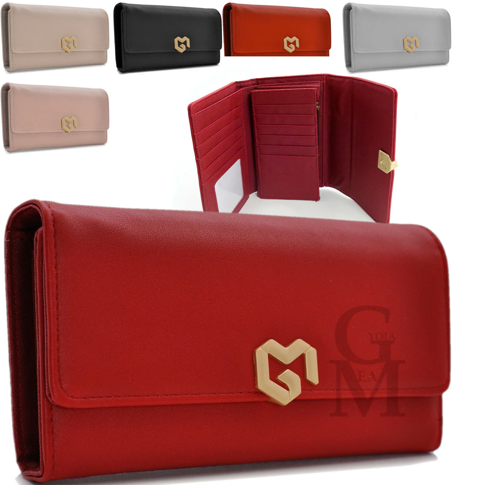 Portafoglio semplice moda GM donna pelle tasche libro portamonete carte credito - immagine 2