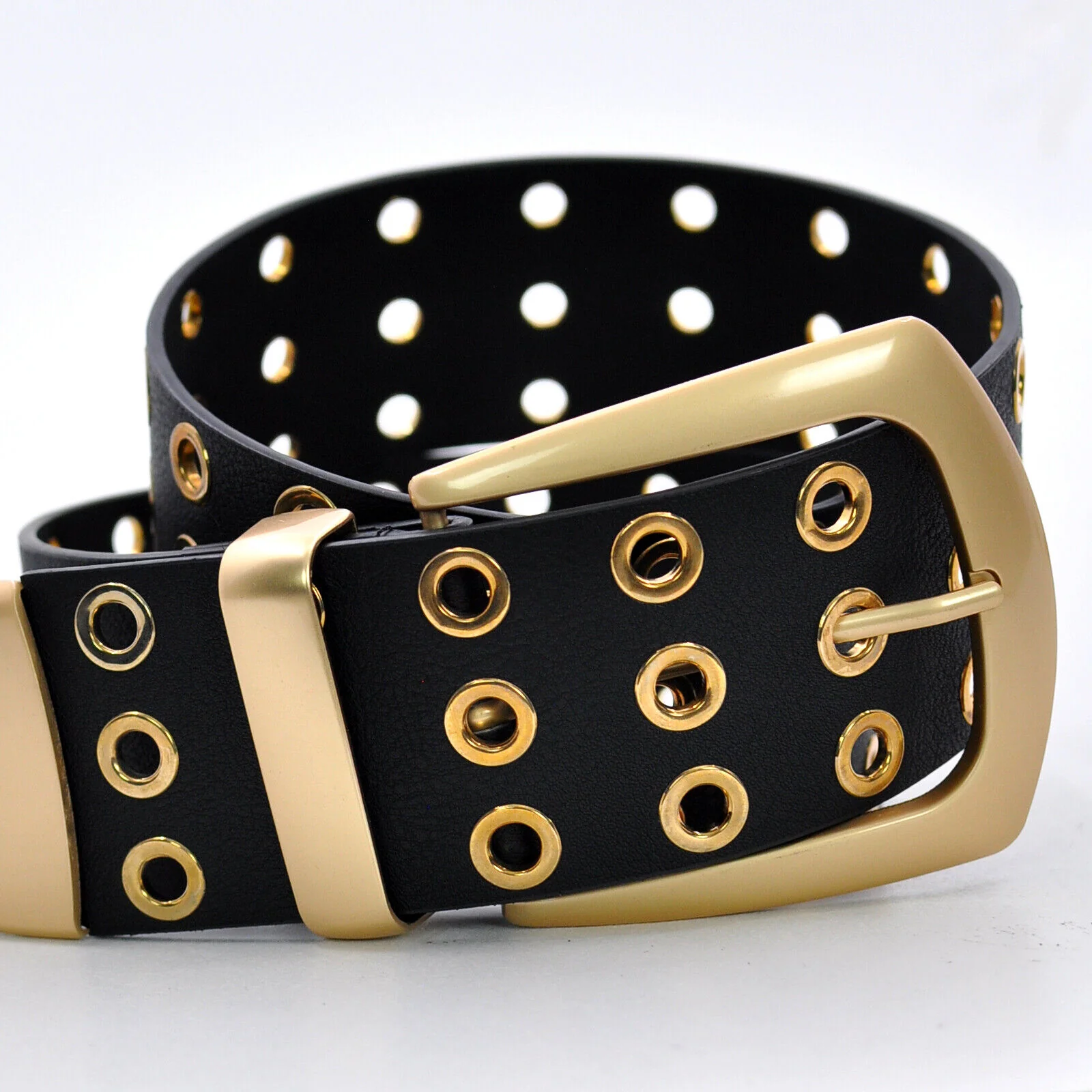 CINTURA NERA donna cinturone borchie oro bronzo bustino stringivita dark belt - immagine 6