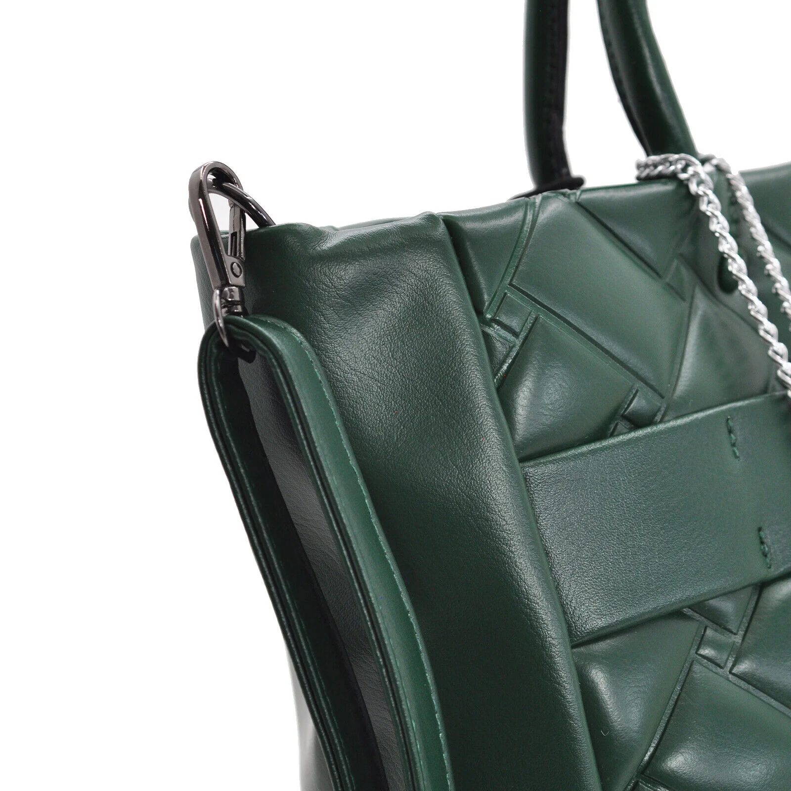 Gyoiamea borsa donna shopping donna spalla trapuntata verde tracolla logo nuova - immagine 6