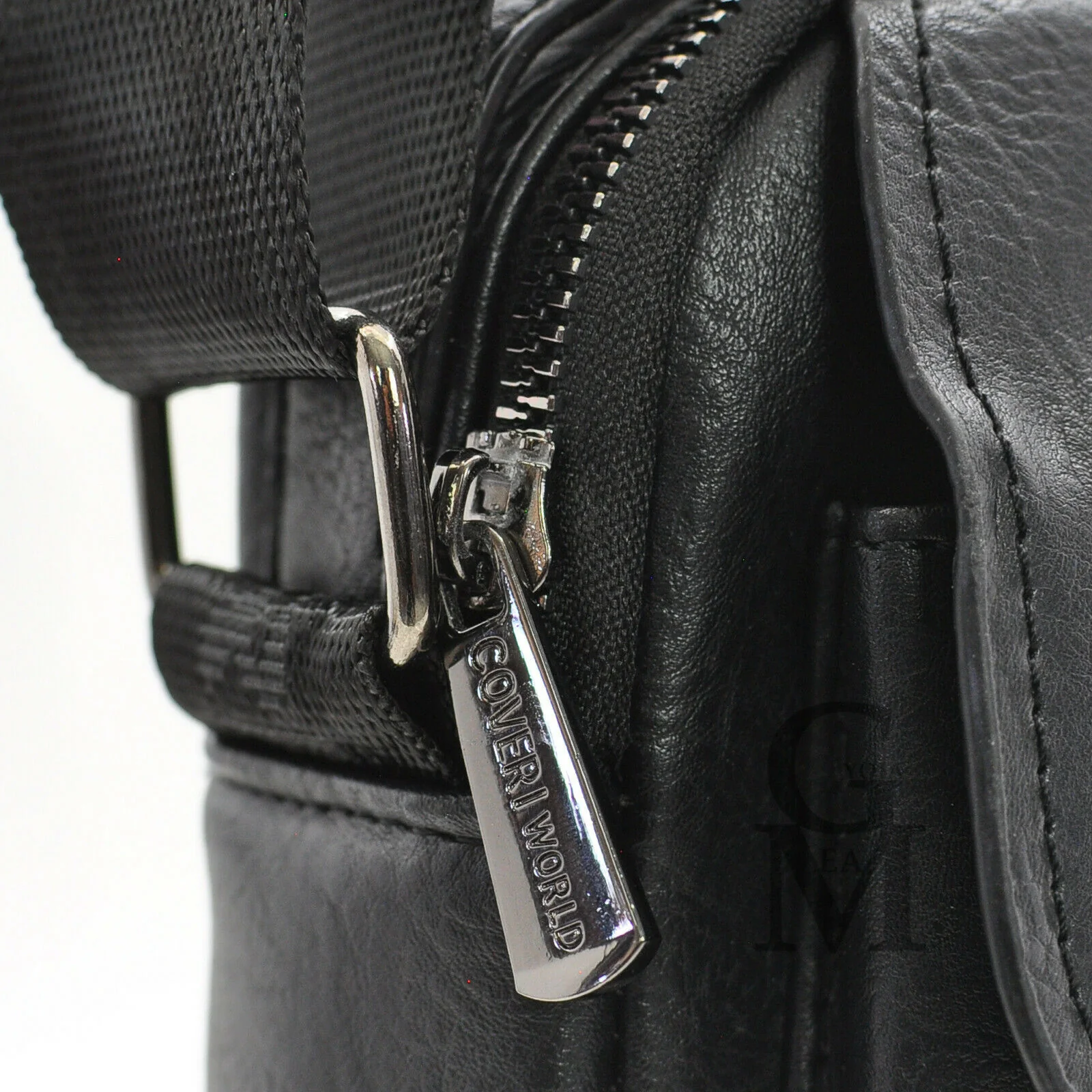 Borsello nero pelle firmato originale COVERI tracolla cerniera trasversale moda - immagine 7