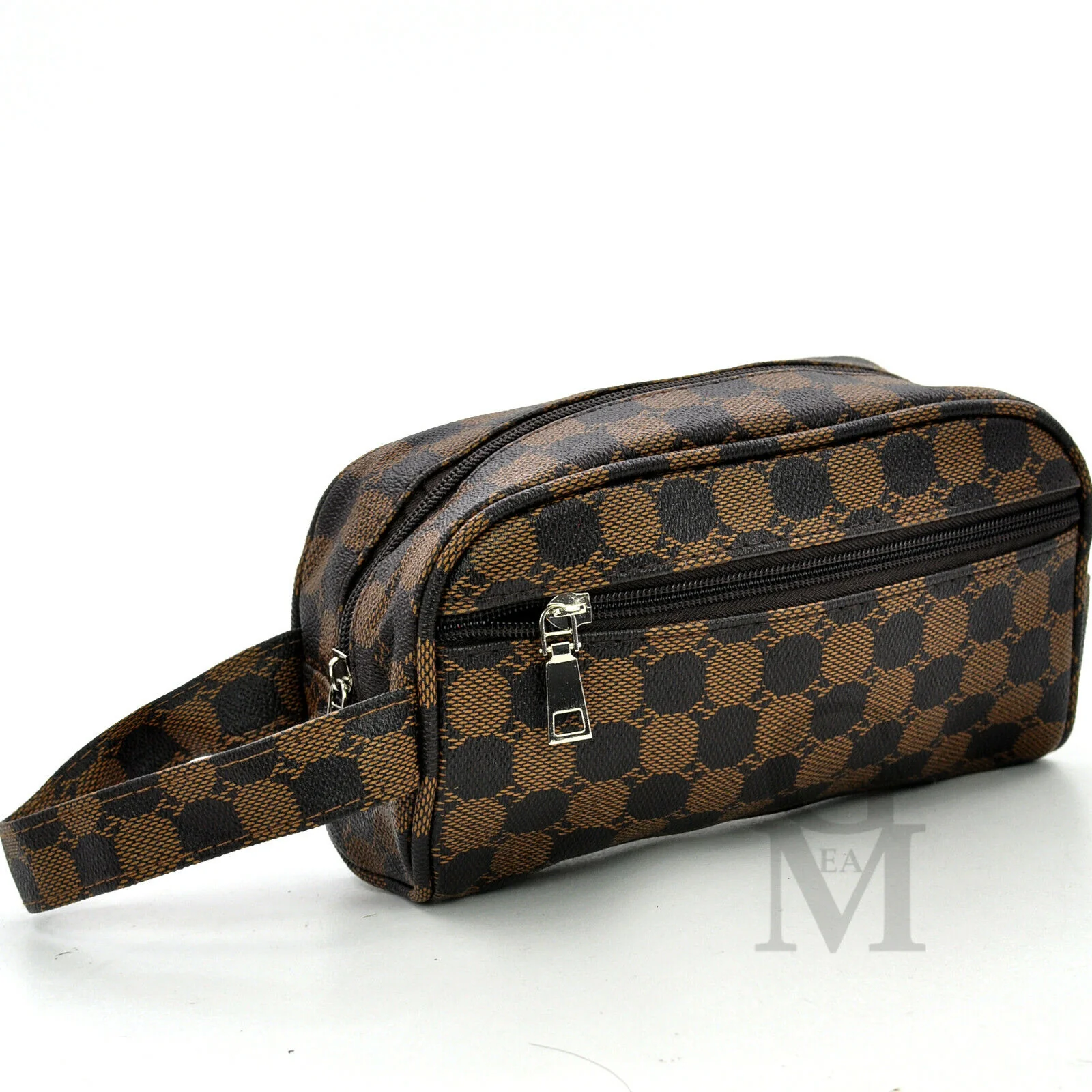 Pochette uomo originale GM fantasia rombi quadretti borsa mano pelle nero sport - immagine 5