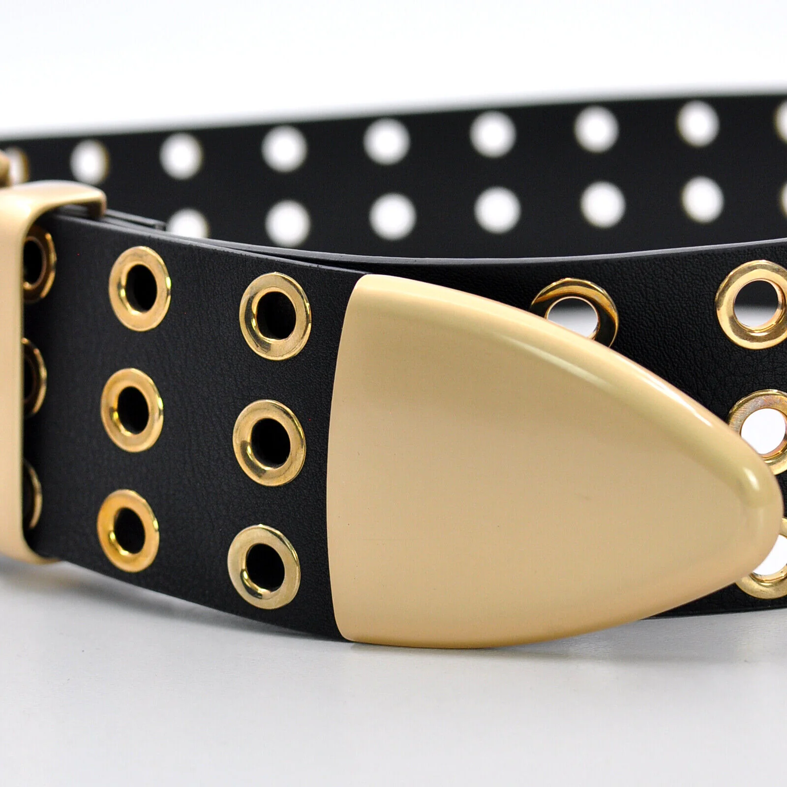 CINTURA NERA donna cinturone borchie oro bronzo bustino stringivita dark belt - immagine 3