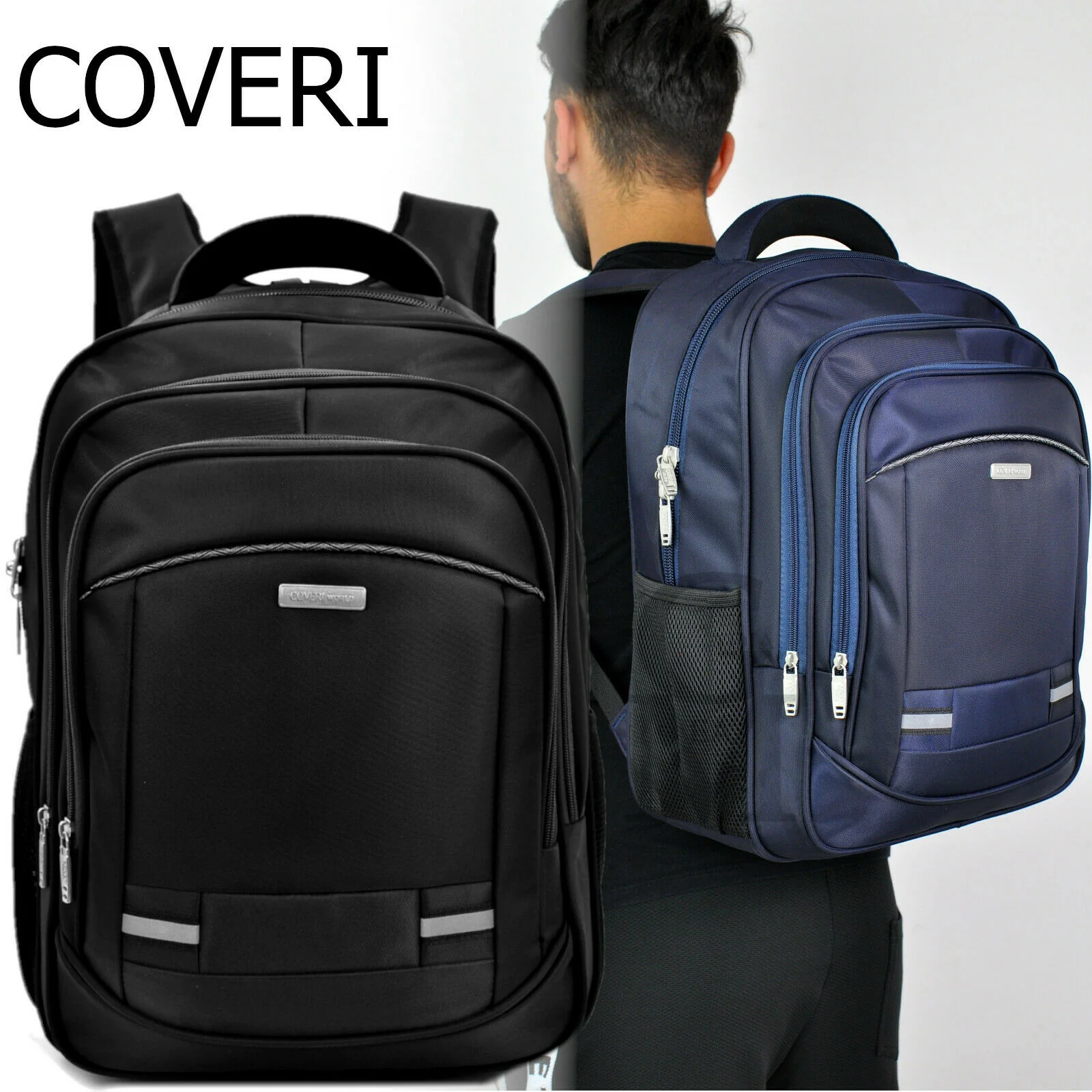 Zaino nylon uomo impermeabile grande lavoro porta pc viaggio multitasche comodo - immagine 2