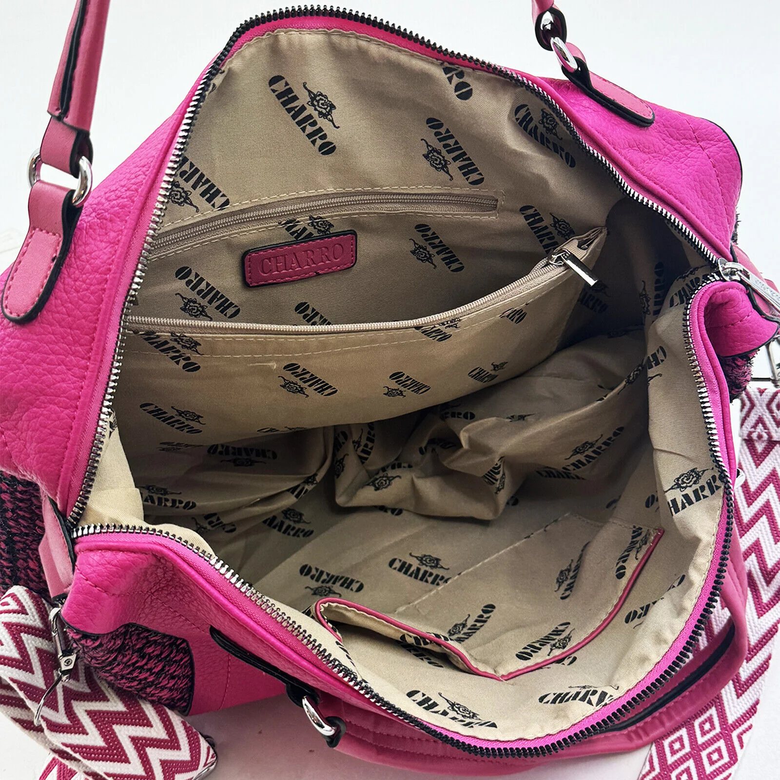 Borsa firmata CHARRO donna bauletto ricamata multicolore pelle pizzo morbida - immagine 3