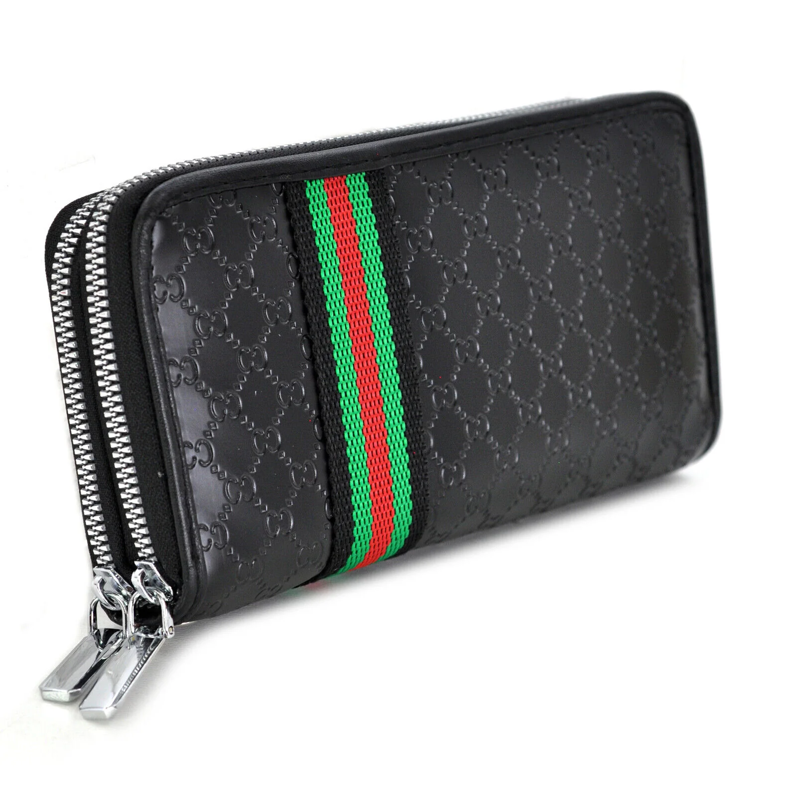 GM Portafoglio nero Donna elegante Grande Pelle Zip Portamonete carte credito - immagine 6