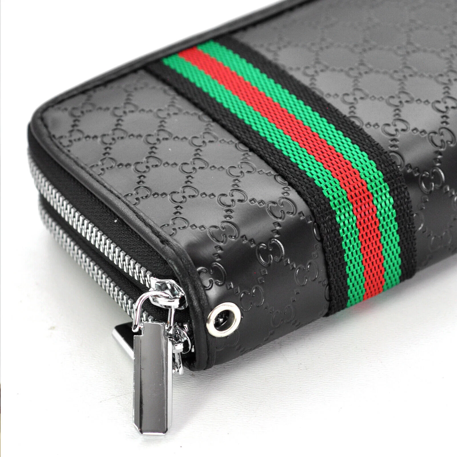 GM Portafoglio nero Donna elegante Grande Pelle Zip Portamonete carte credito - immagine 8