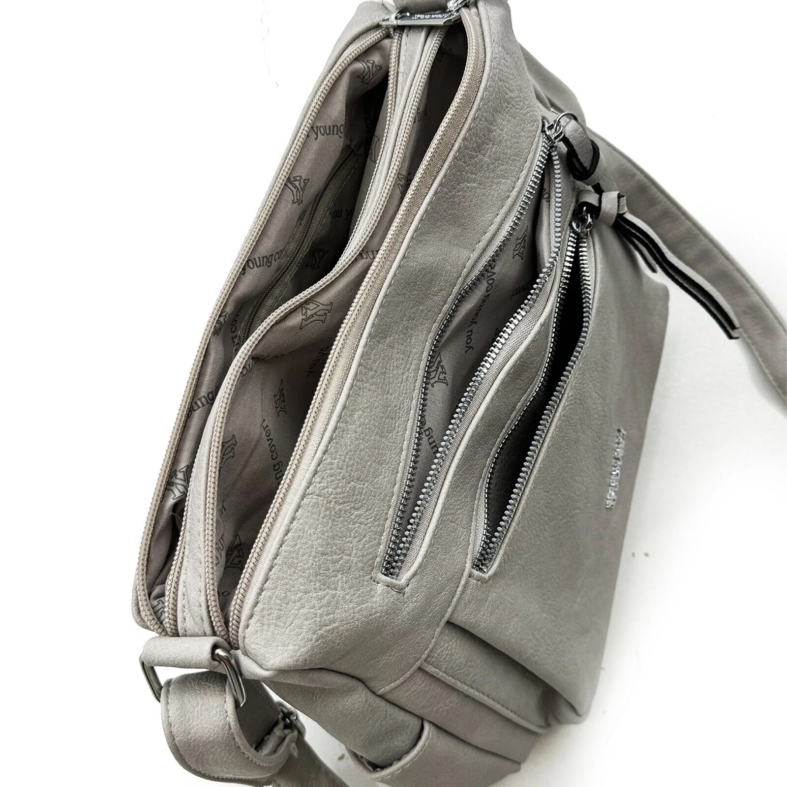 Borsa firmata Baci& Abbracci 5 multi tasche capiente donna zip tracolla unica tinta - immagine 6